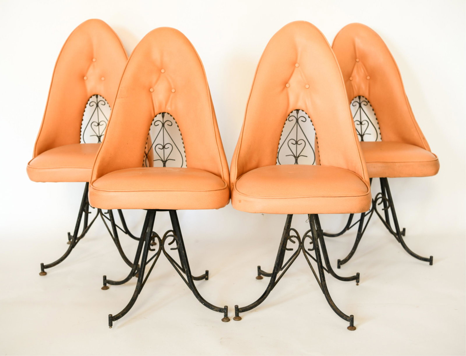 (4) VINTAGE VINYL & IRON SWIVEL CHAIRS (1 of 10)