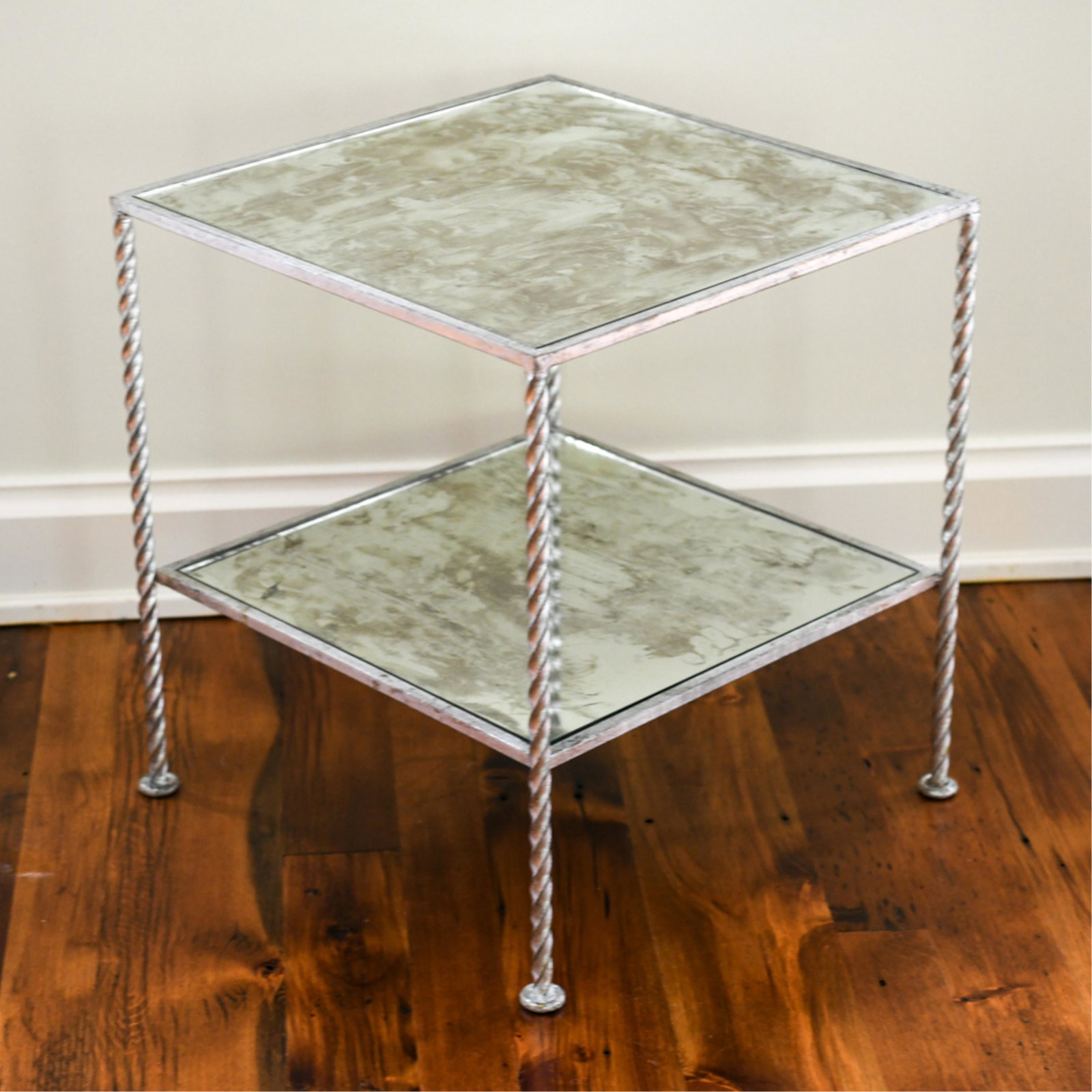 TWO-TIERED GLASS & METAL SIDE TABLE (1 of 6)