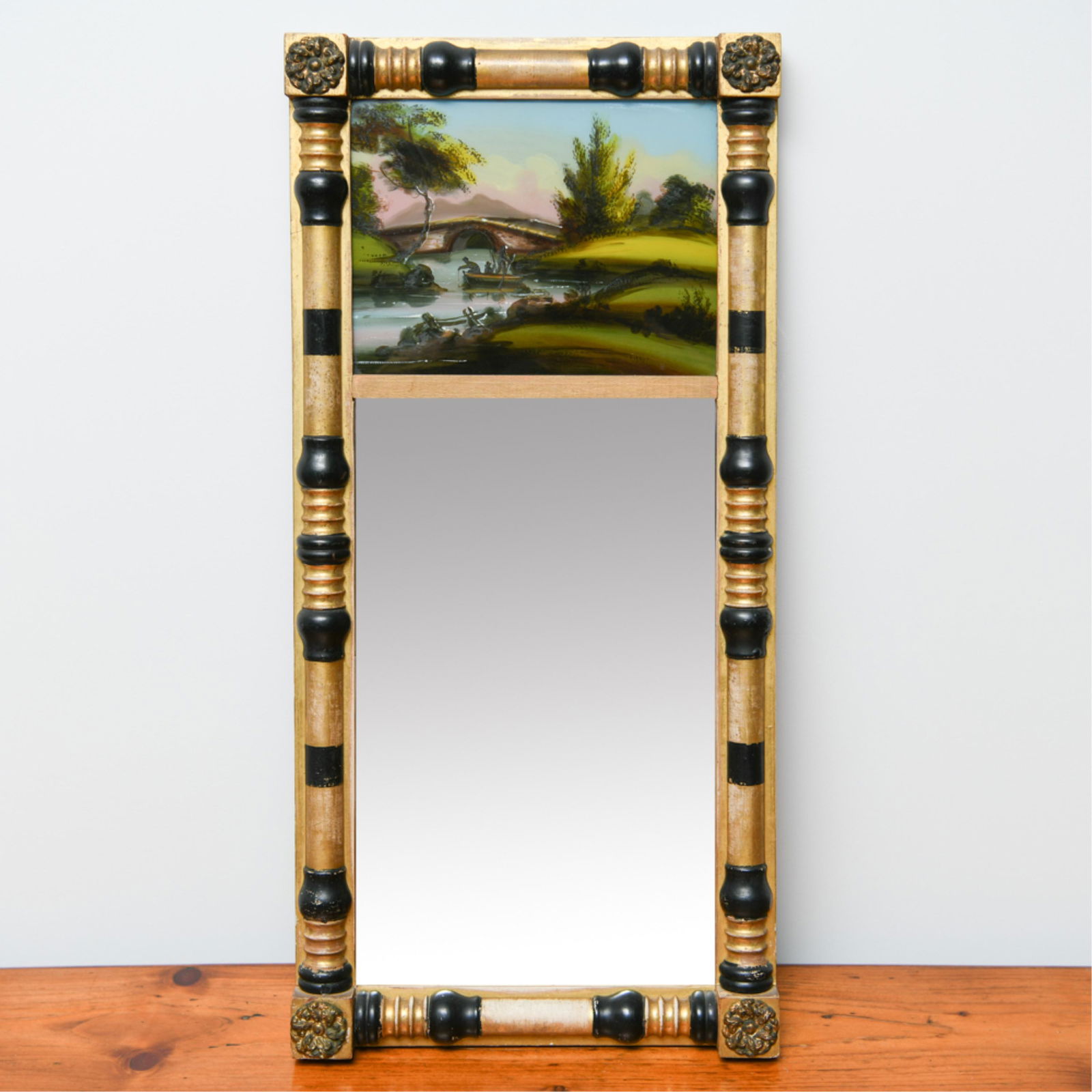 ANTIQUE REVERSE PAINTED MIRROR (1 of 7)