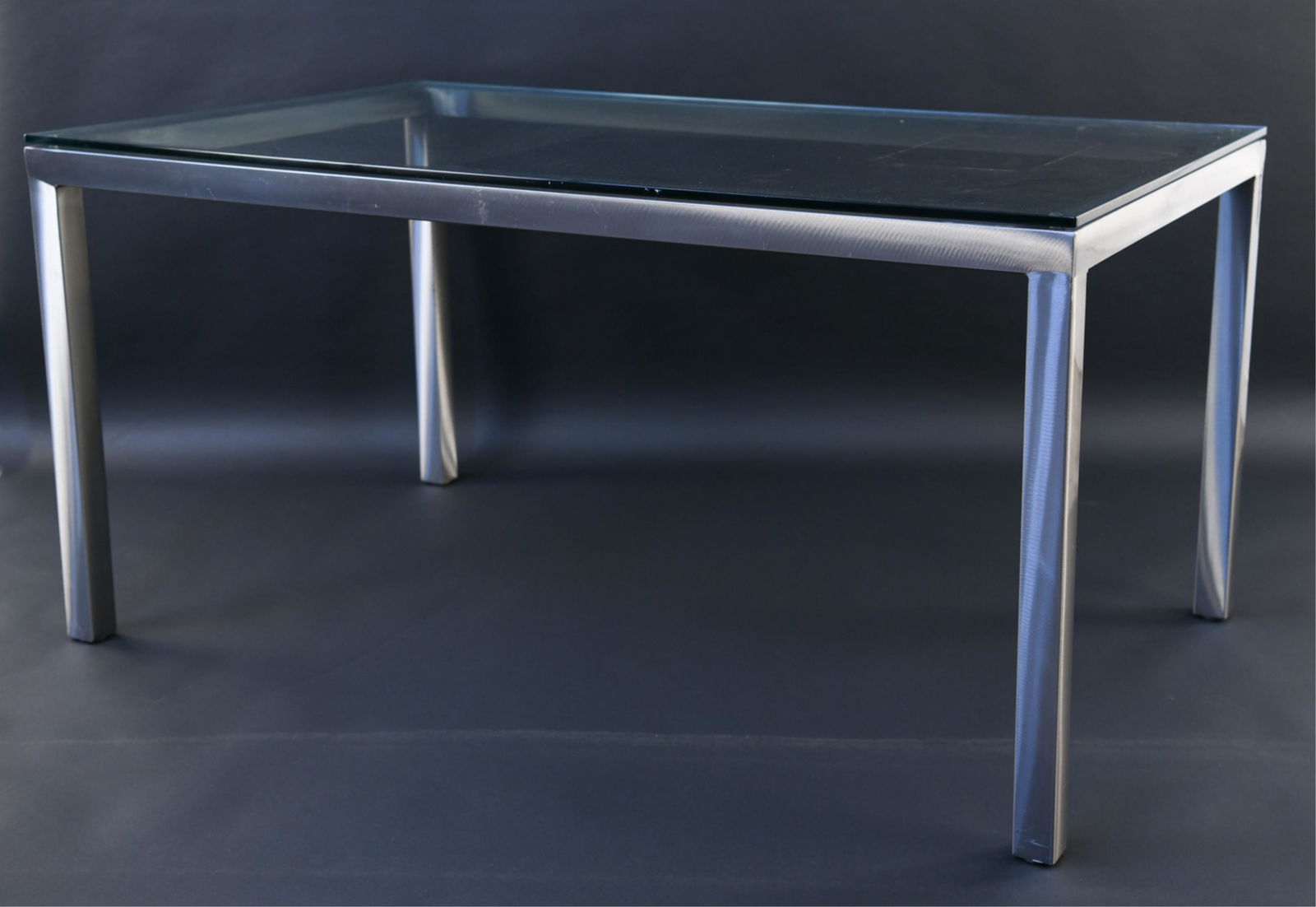 CONTEMPORARY ALUMINIUM AND GLASS DINING TABLE (1 of 7)