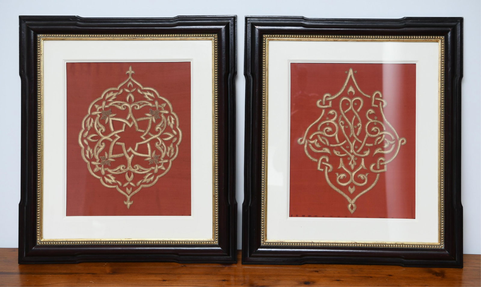 PAIR OF TROWBRIDGE FRAMED FABRIC ART (1 of 7)