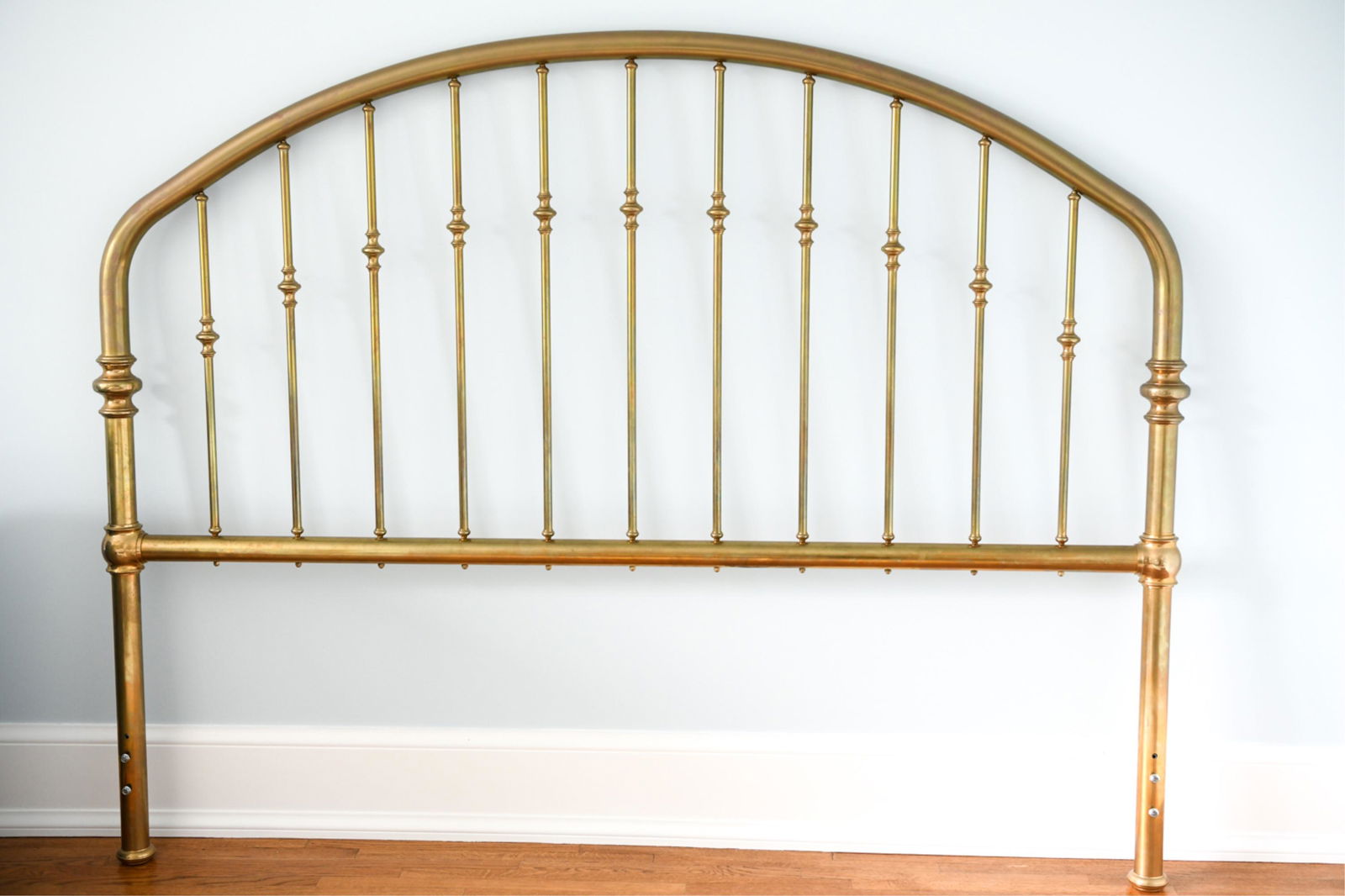 BRASS KING SIZE HEADBOARD: Late 20th century, contemporary. Dimensions: H 60.75" x W 78.5" Condition: Wear consistent with normal use.