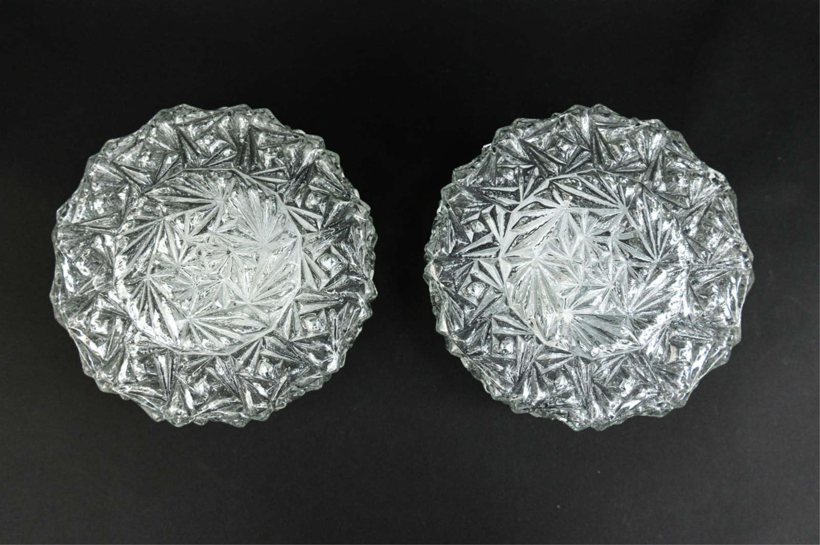 (2) LYFA ORREFORS FLUSH MOUNT LAMPS / LIGHTS: Remnants of labels on back-plate. Dimensions: H 4" x D 9" Condition: Needs wiring. Showing light signs of use. H091