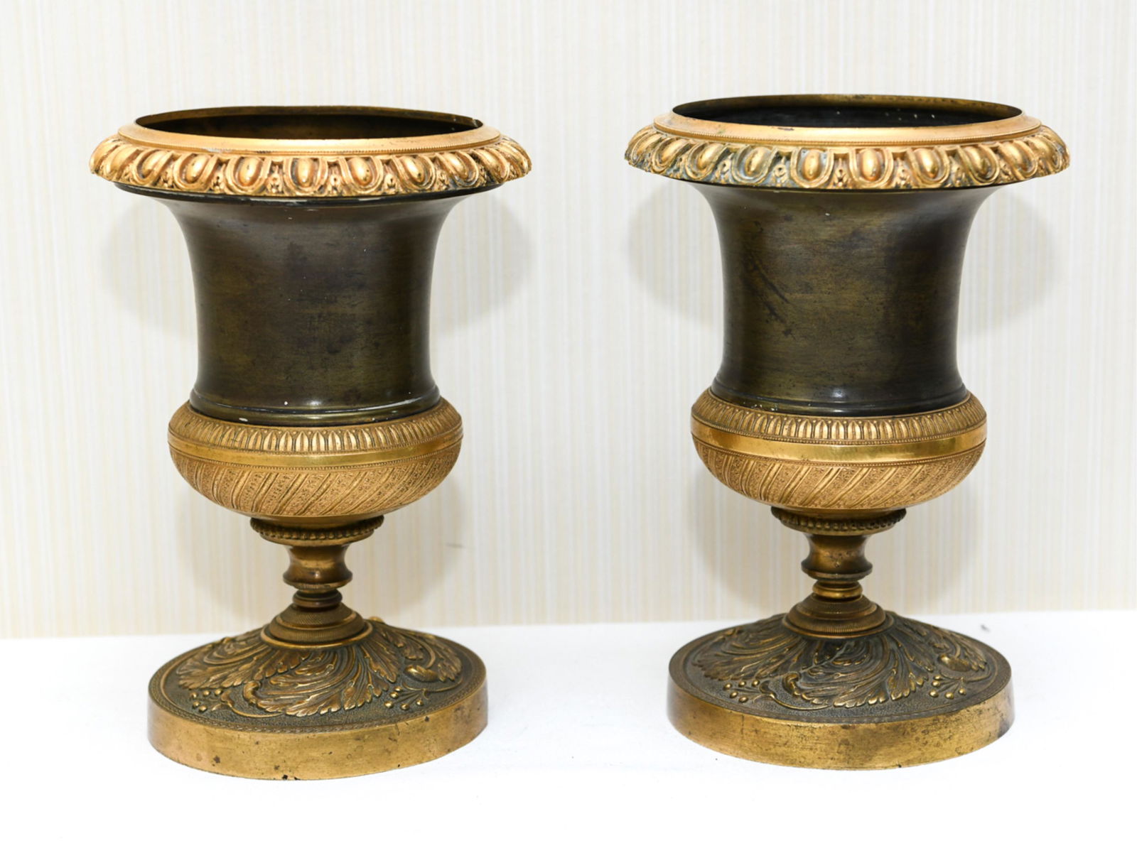 PAIR OF CLASSICAL ORMOLU BRONZE VASES (1 of 11)