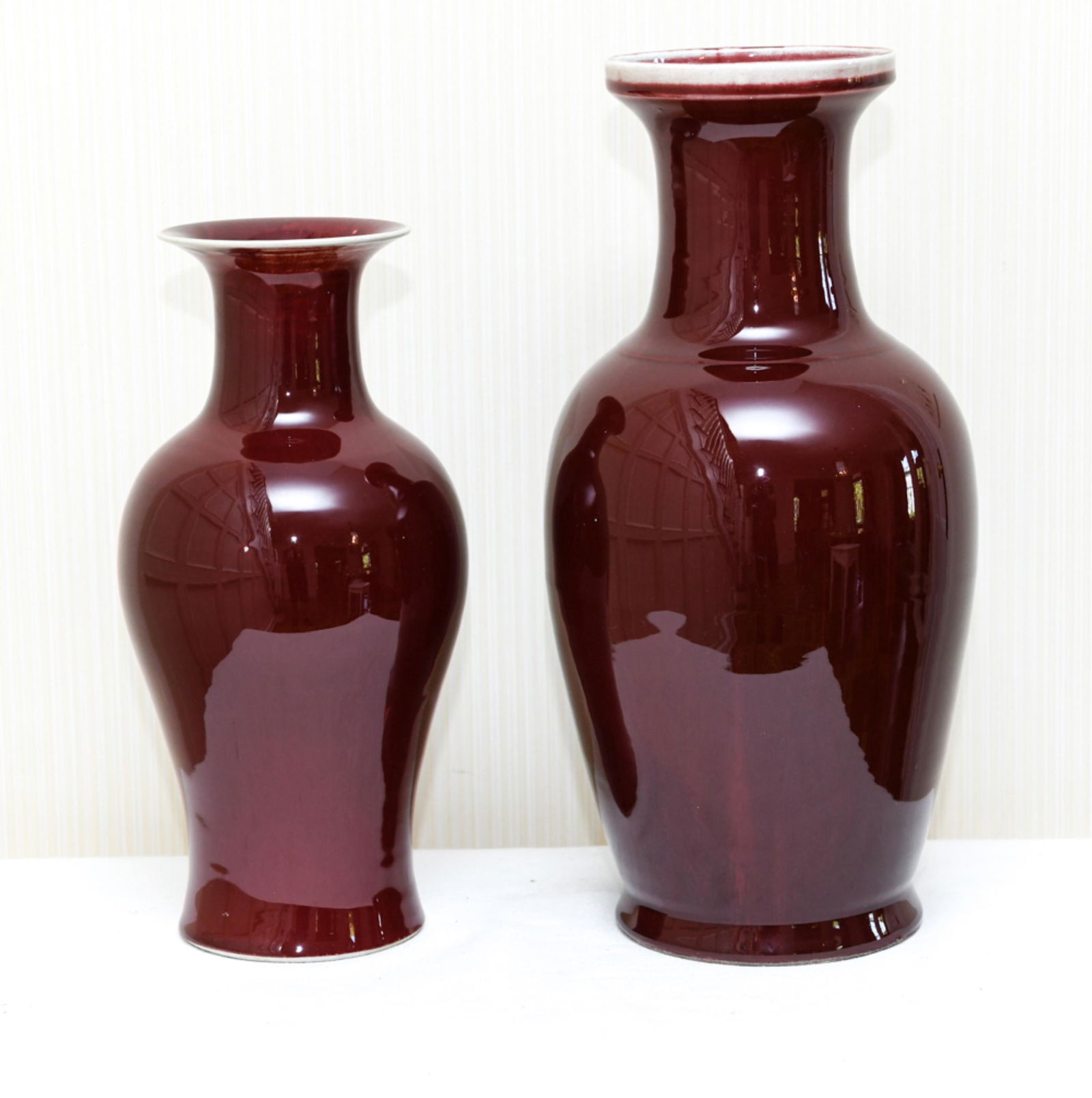 (2) MODERN CHINESE SANG DE BOUEF PORCELAIN VASES (1 of 12)