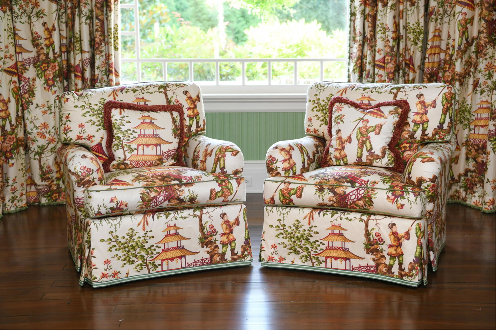 CHINOISERIE UPHOLSTERED LOUNGE CHAIRS (1 of 12)