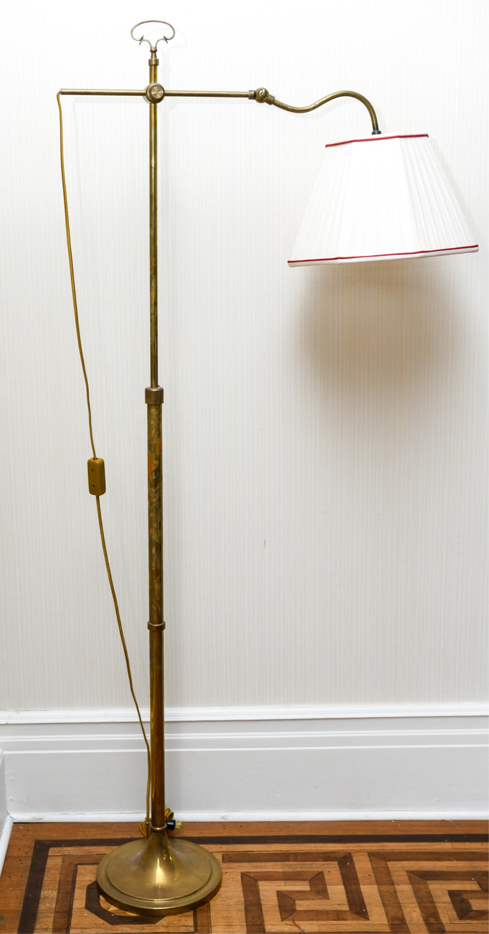 ANTIQUE STEEL & BRASS FLOOR LAMP (1 of 11)