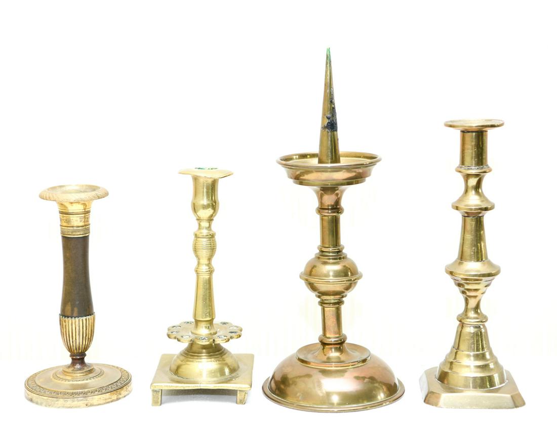 (4) ANTIQUE BRASS CANDLESTICKS (1 of 9)