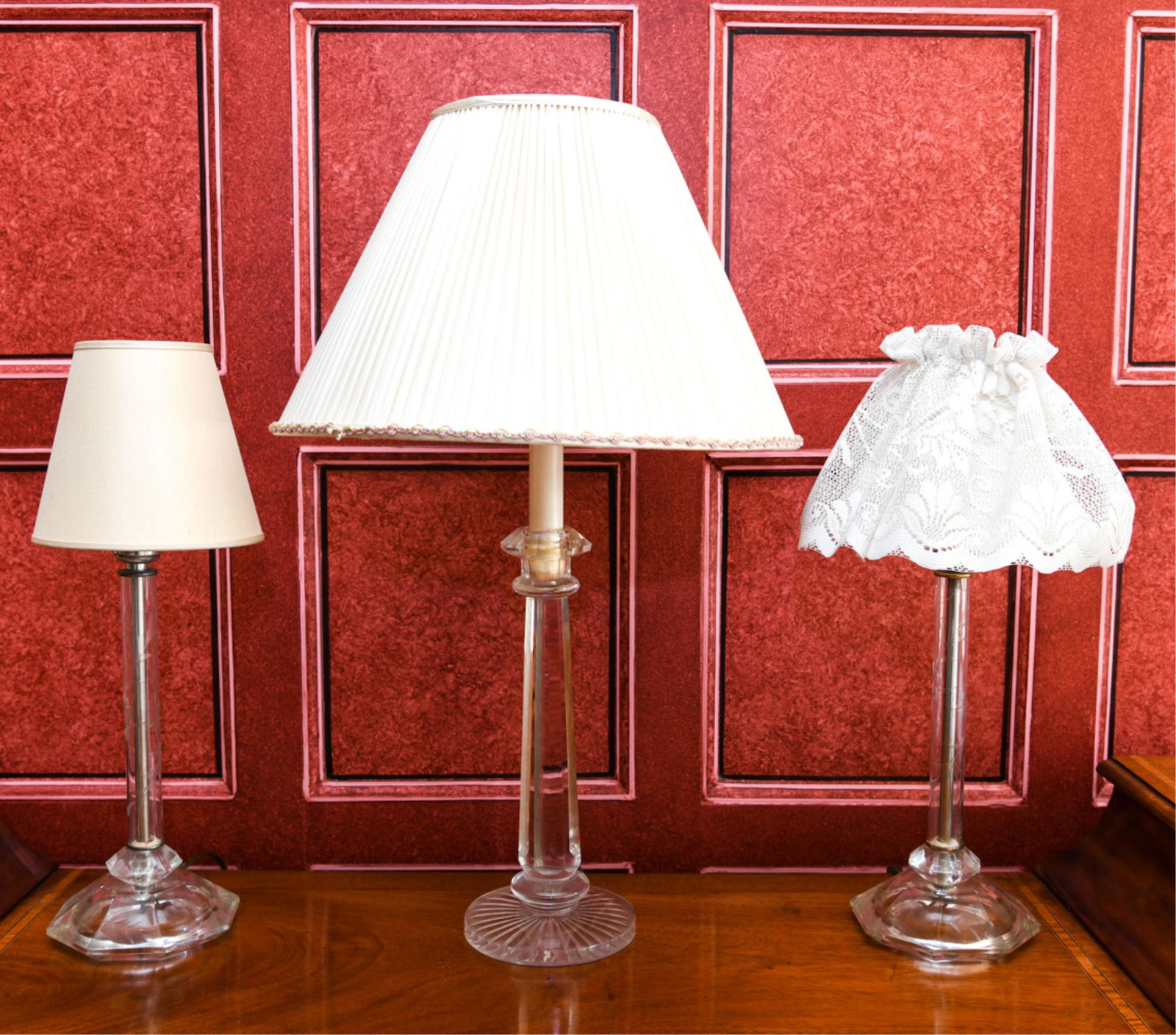 (3) GLASS CANDLESTICK LAMPS (1 of 8)