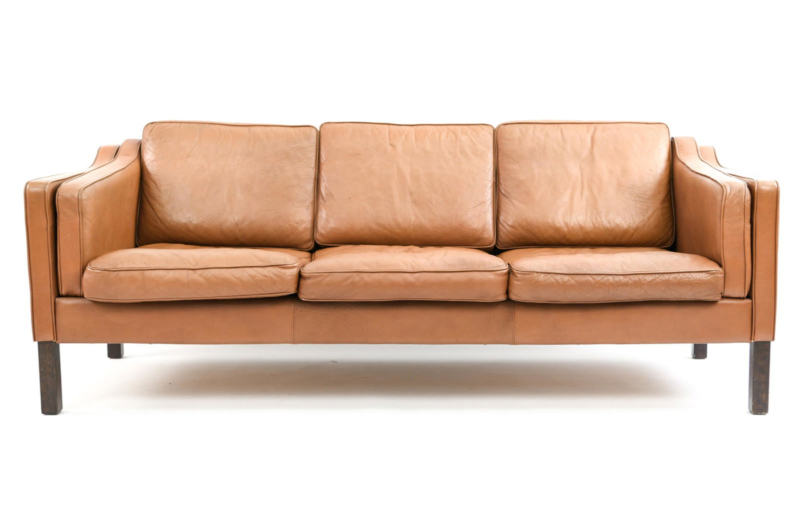 3-SEATER LEATHER BORGE MOGENSEN STYLE SOFA (1 of 14)