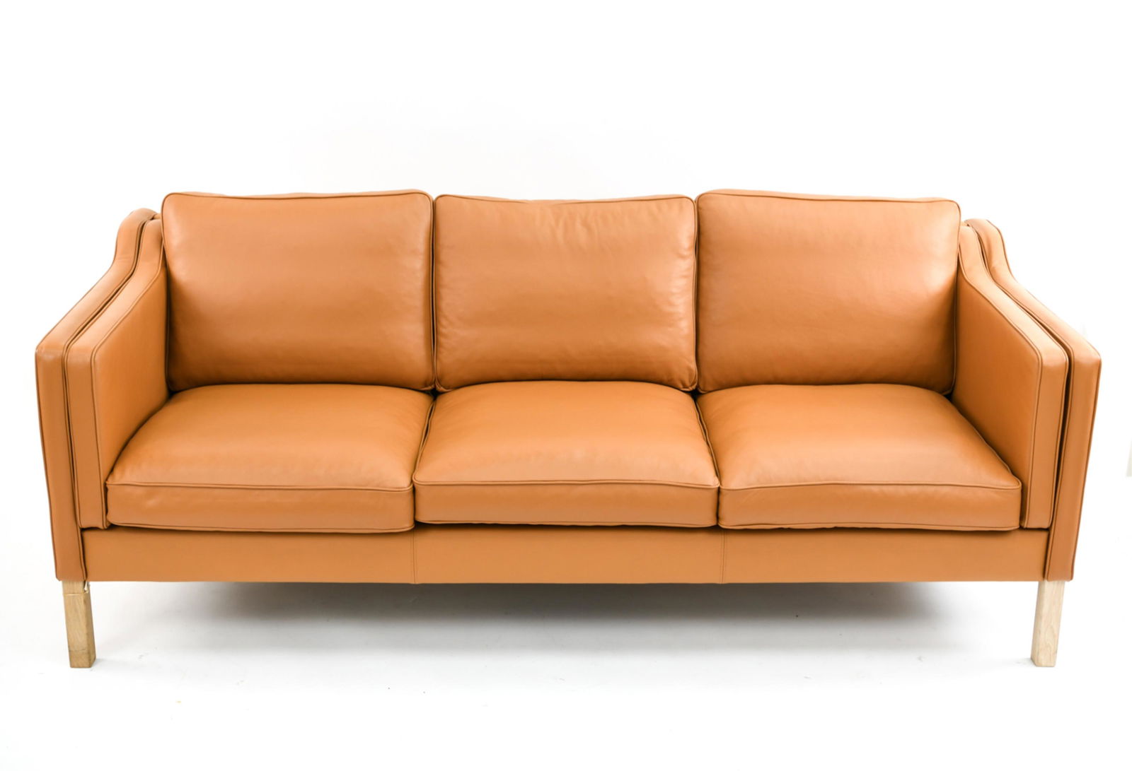 3-SEATER LEATHER BORGE MOGENSEN STYLE SOFA (1 of 9)