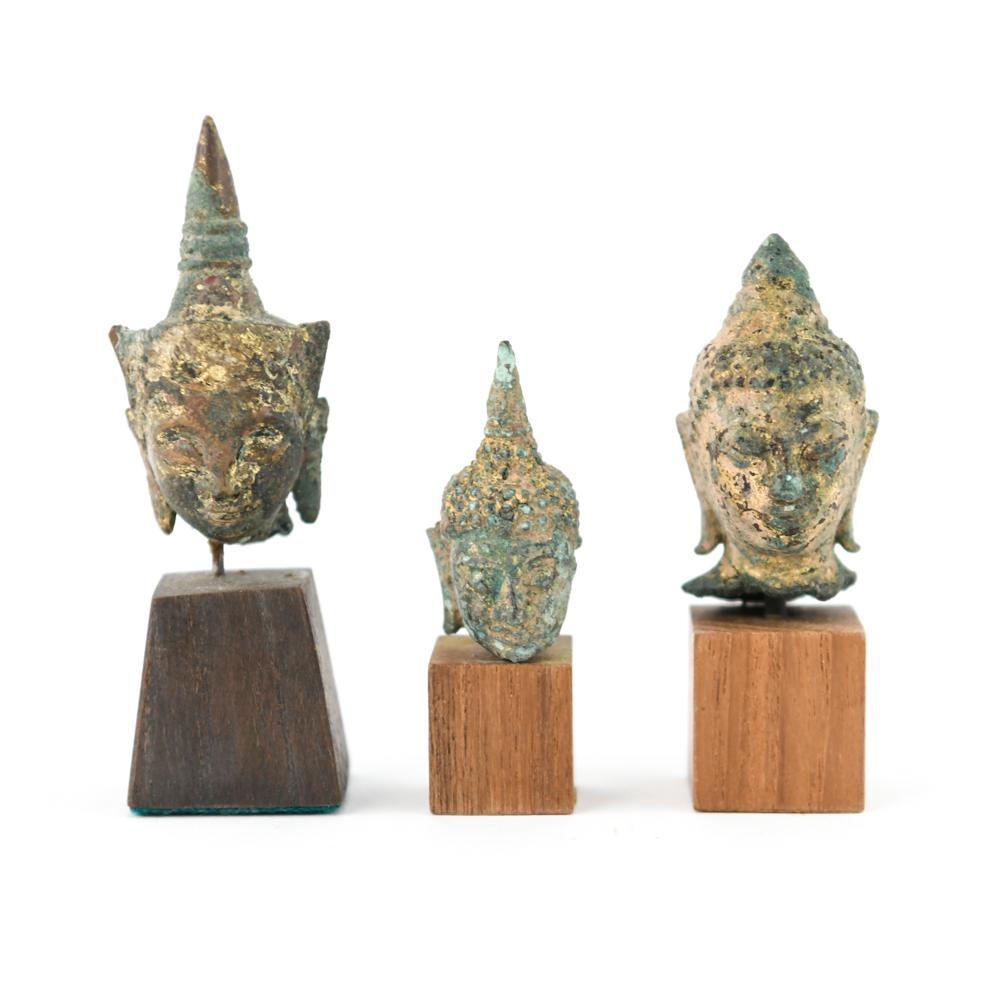 (3) ANTIQUE THAI BUDDHA HEADS (1 of 8)