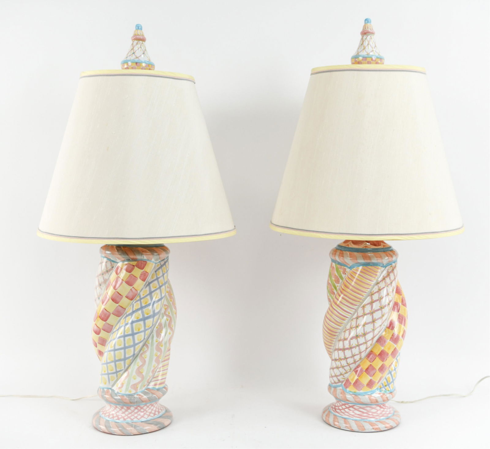 PAIR OF MACKENZIE CHILDS CERAMIC LAMPS (1 of 12)