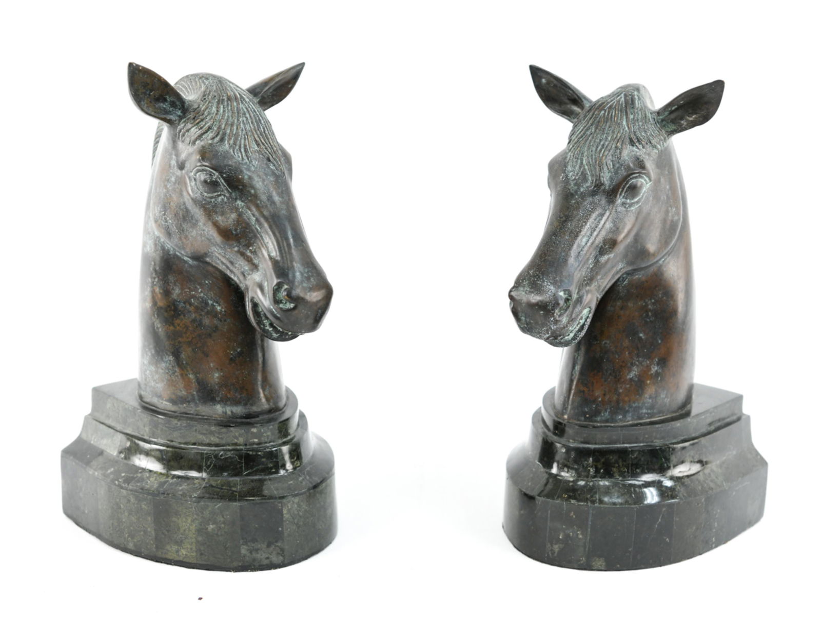 PAIR MAITLAND SMITH BRASS & MARBLE HORSE BOOKENDS (1 of 14)