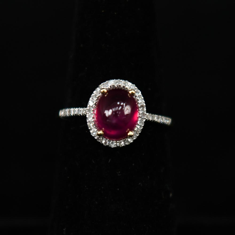 DIAMOND & RUBY CABOCHON RING (1 of 11)