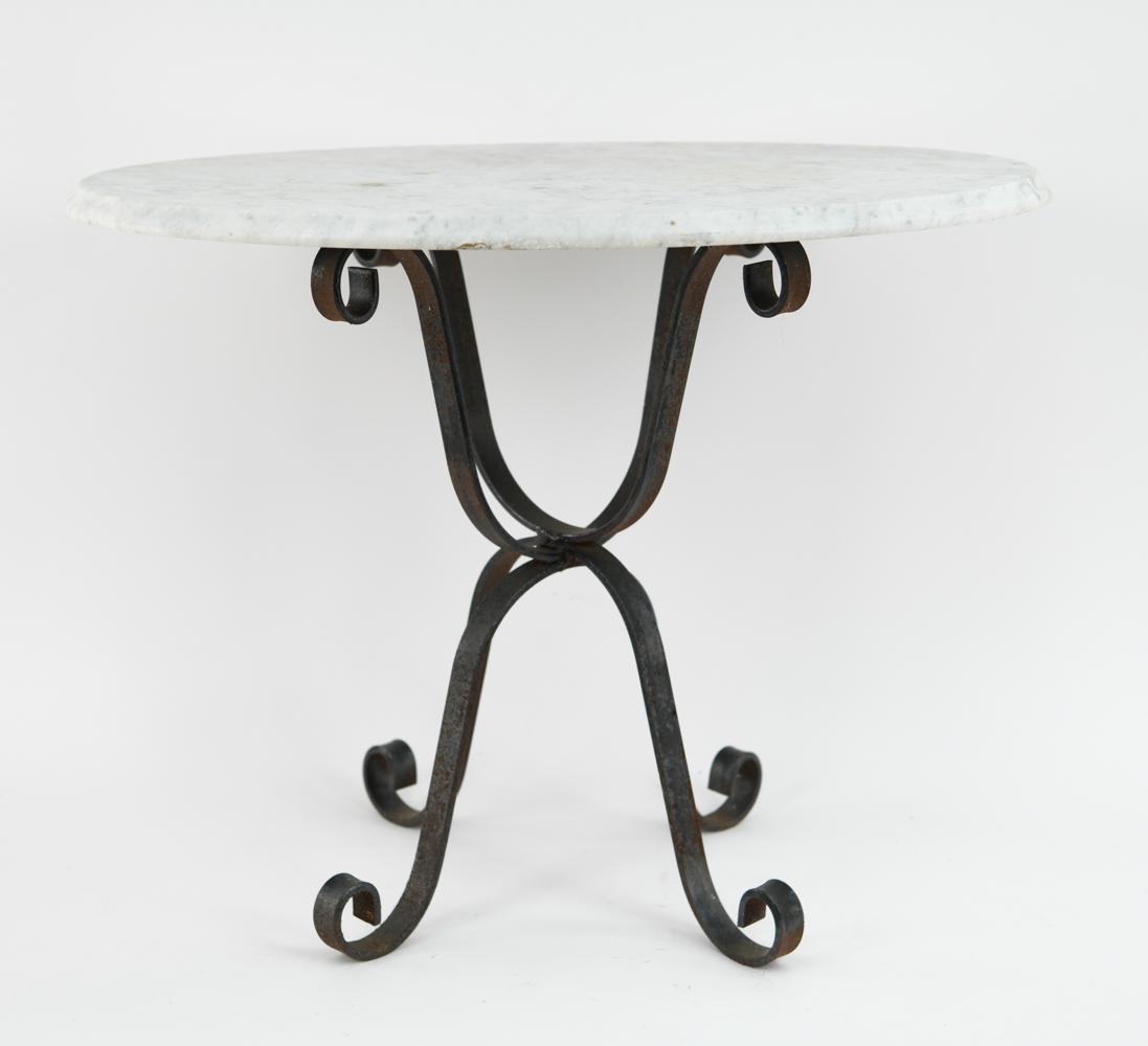WROUGHT IRON AND MARBLE SIDE TABLE (1 of 9)