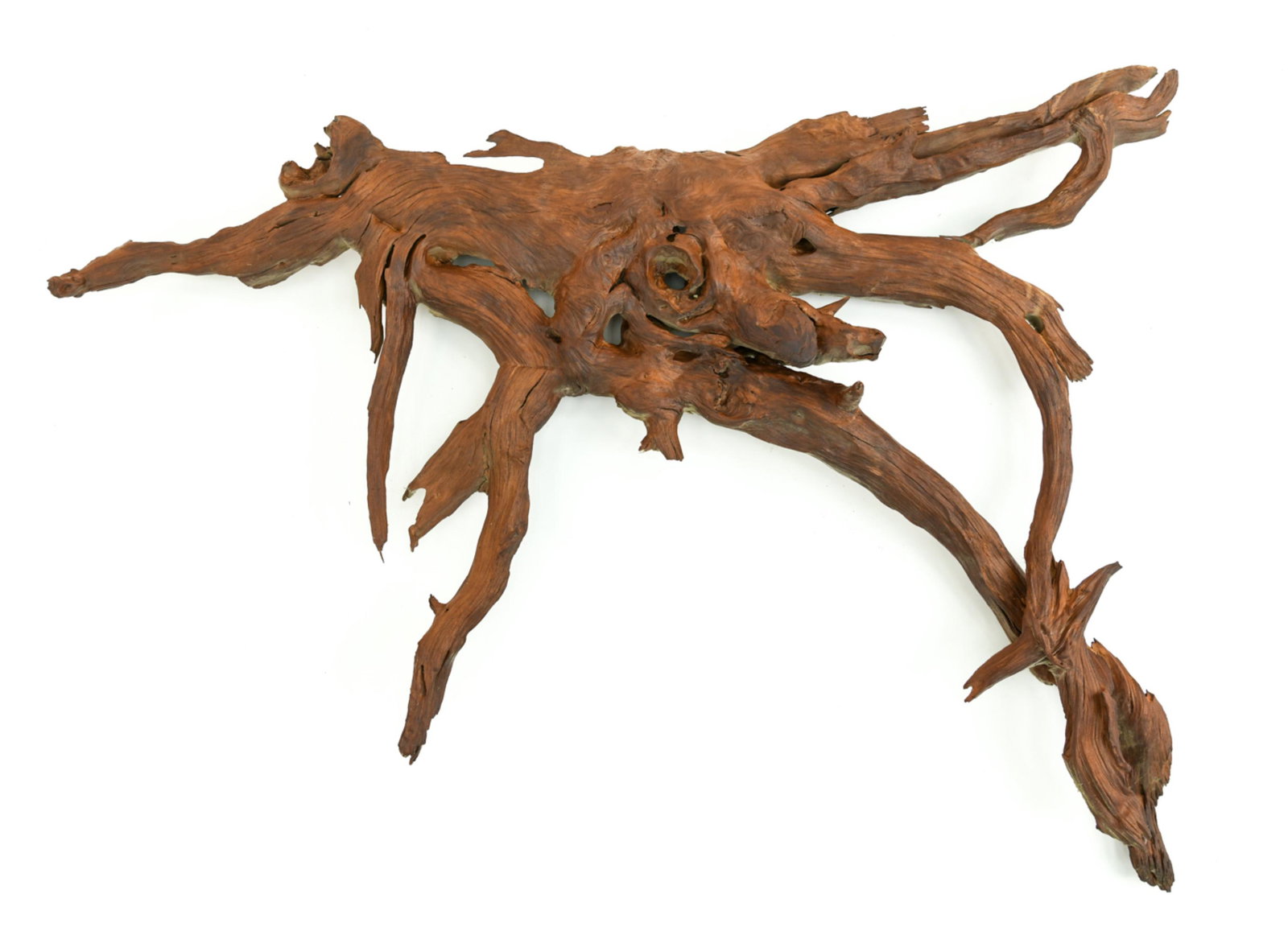 MID-CENTURY ABSTRACT DRIFTWOOD WALL SCULPTURE: C. 1960. Dimensions: H 37.5" x W 50" x D 5" Condition: Surface dust.