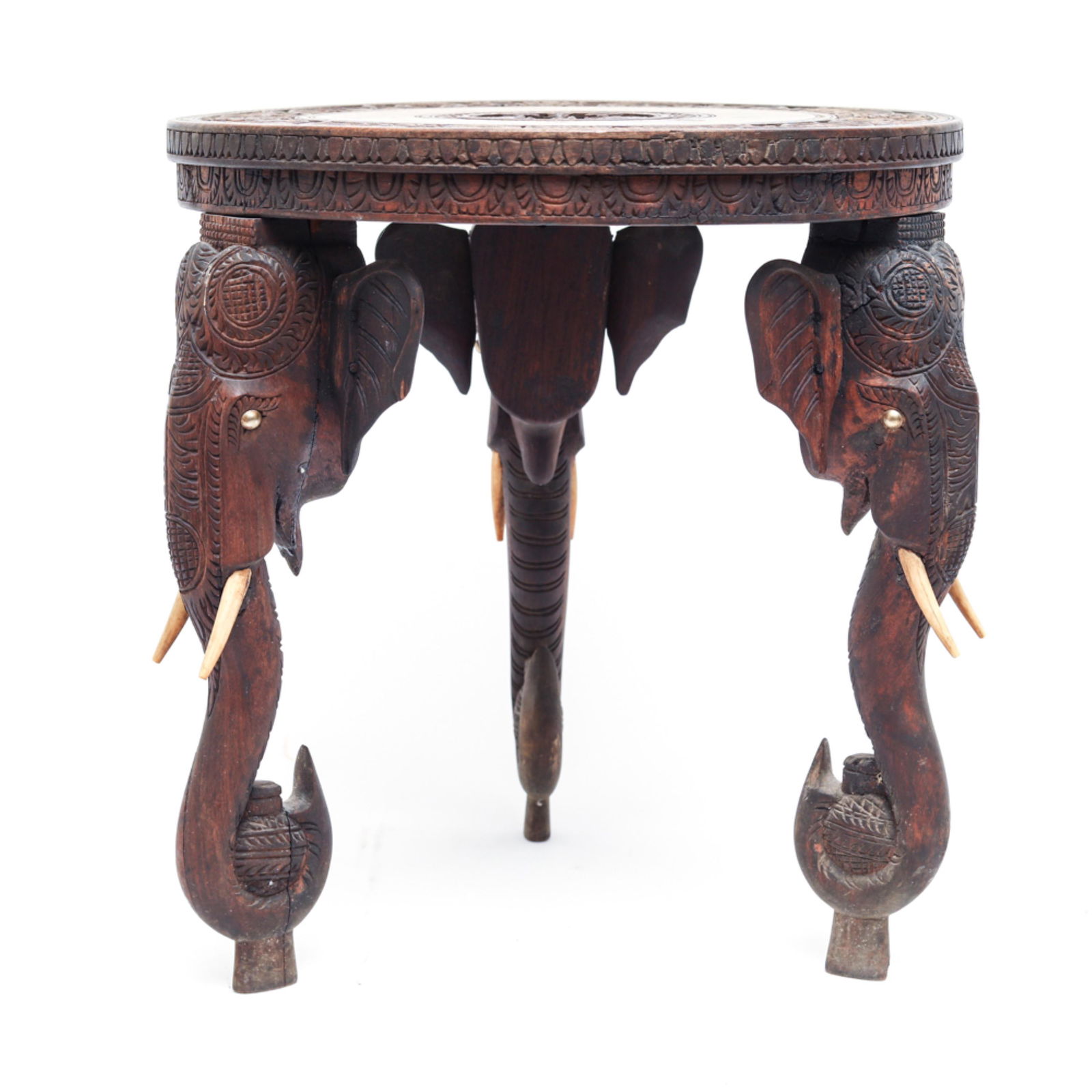 INDO-PERSIAN CARVED ELEPHANT TABLE (1 of 20)