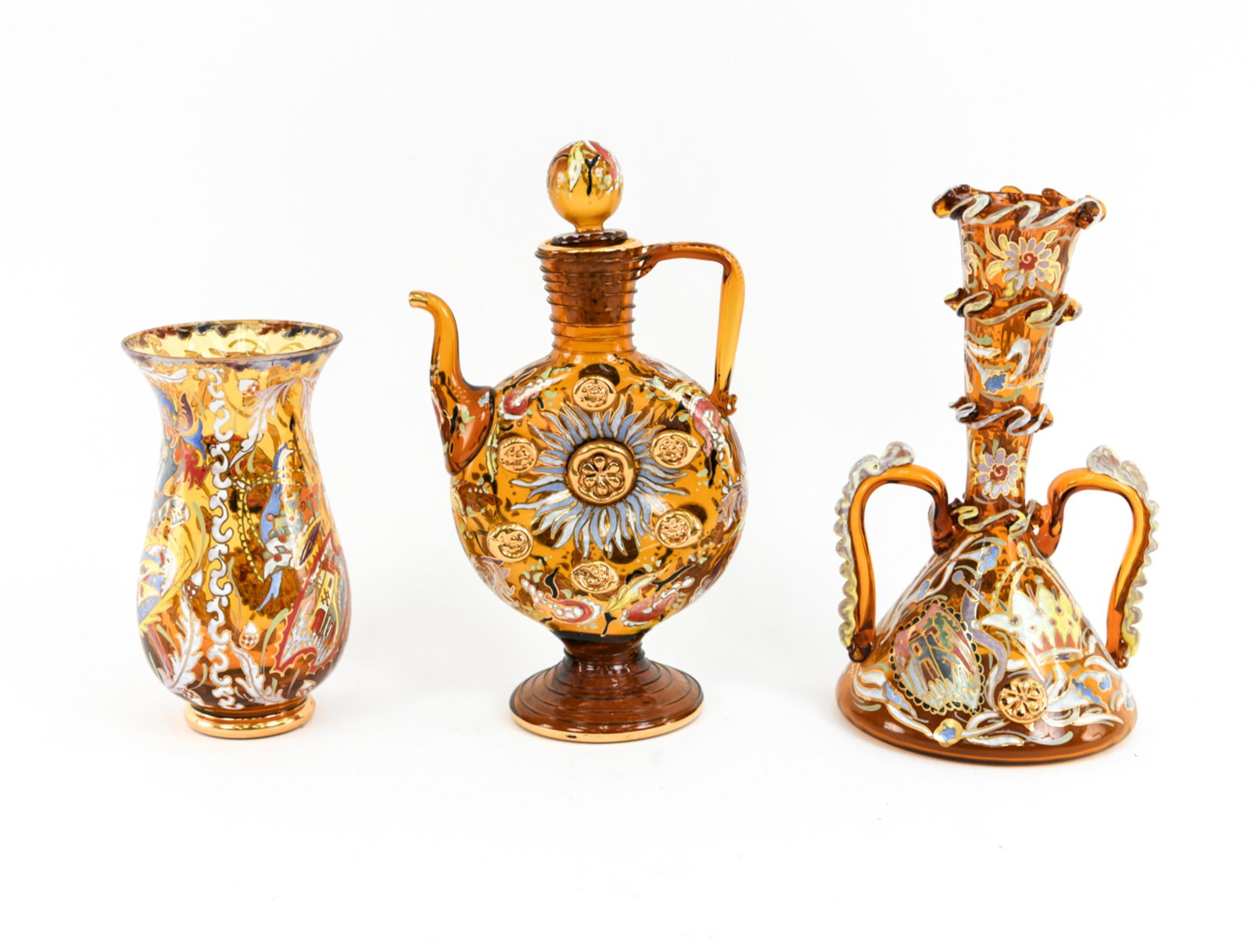 (3) PAINTED GLASS VESSELS (1 of 12)