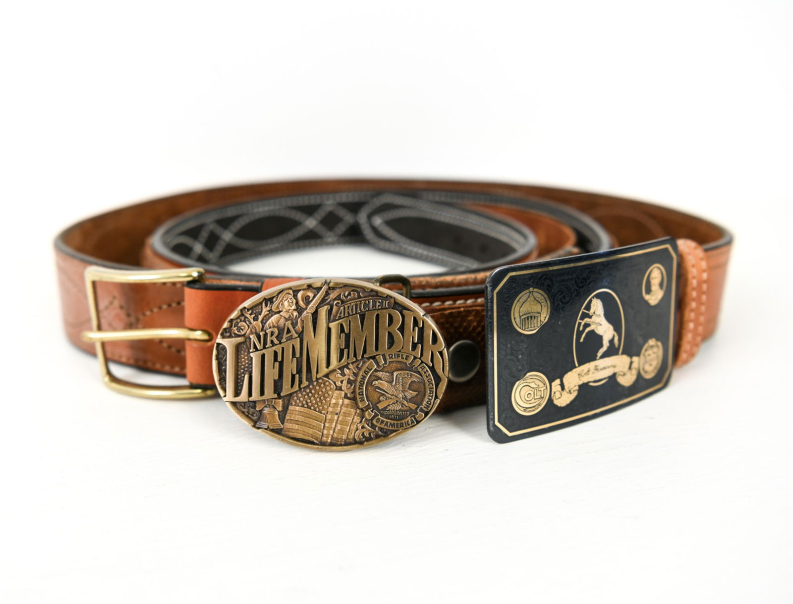 (3) WESTERN STYLE LEATHER & SNAKESKIN BELTS (1 of 7)
