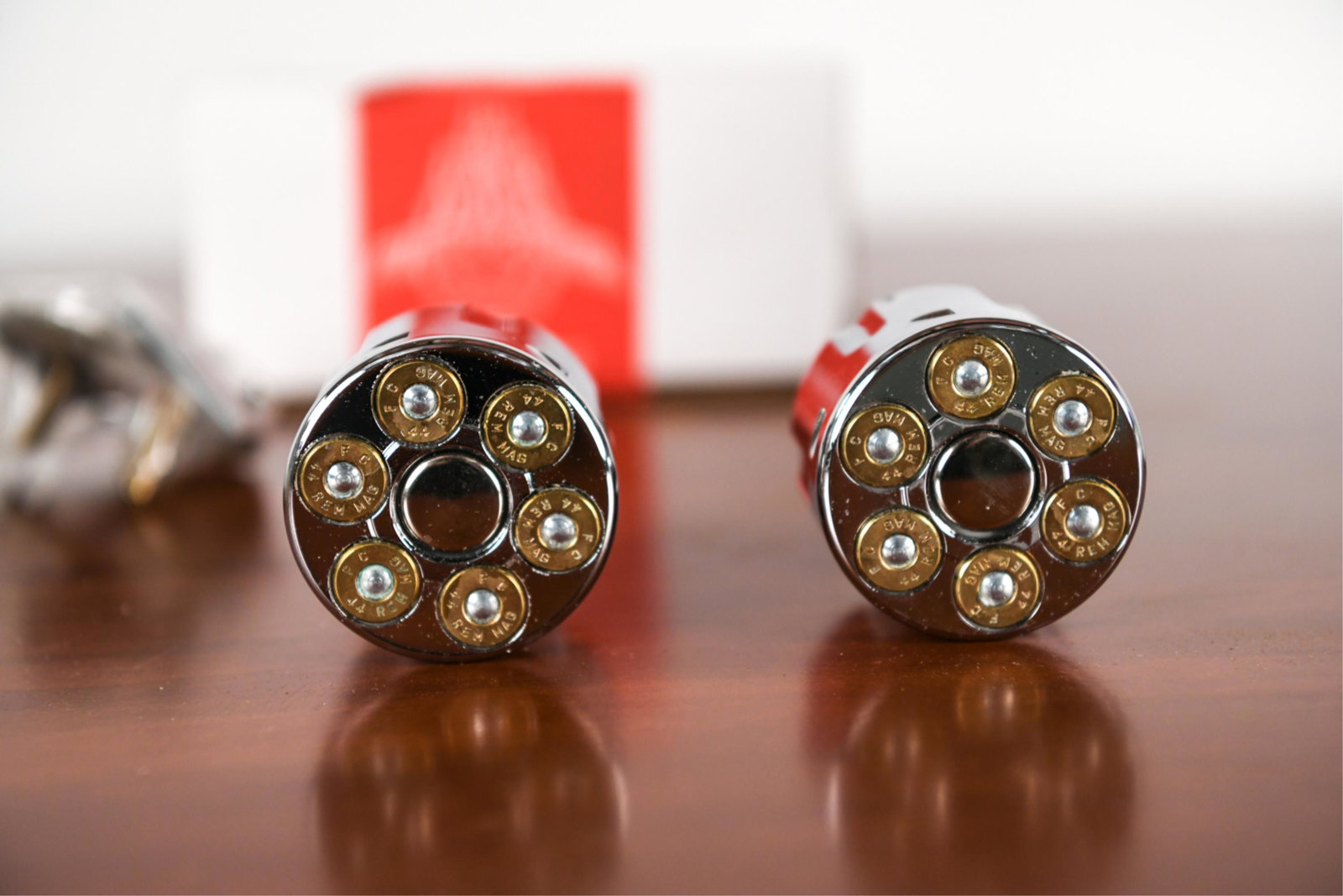(2) REVOLVER DOOR HANDLES: Appears to be complete. Dimensions: (Knob) D 2" Condition: New condition.