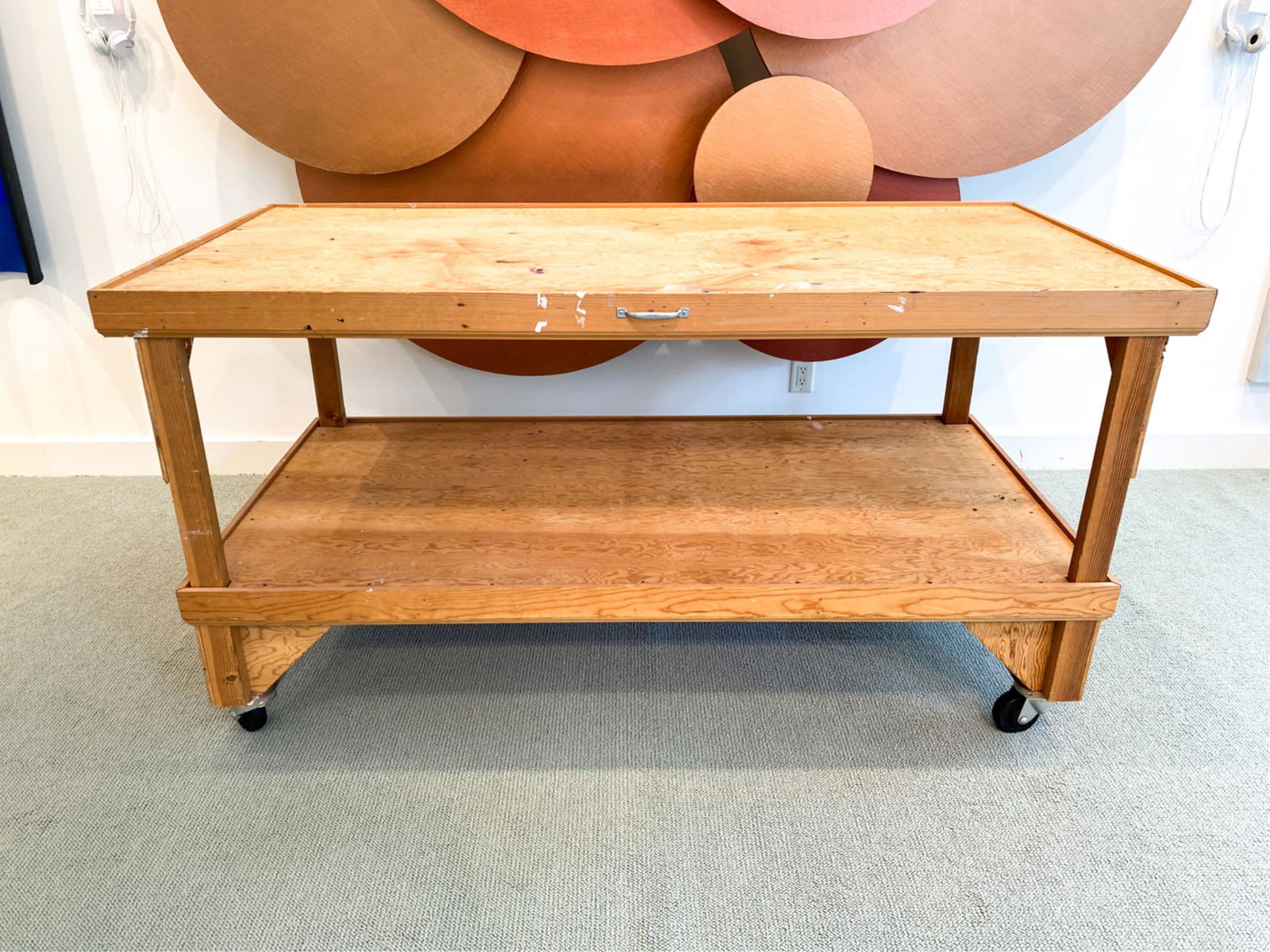 LARGE ROLLING WOOD WORK CART (1 of 5)