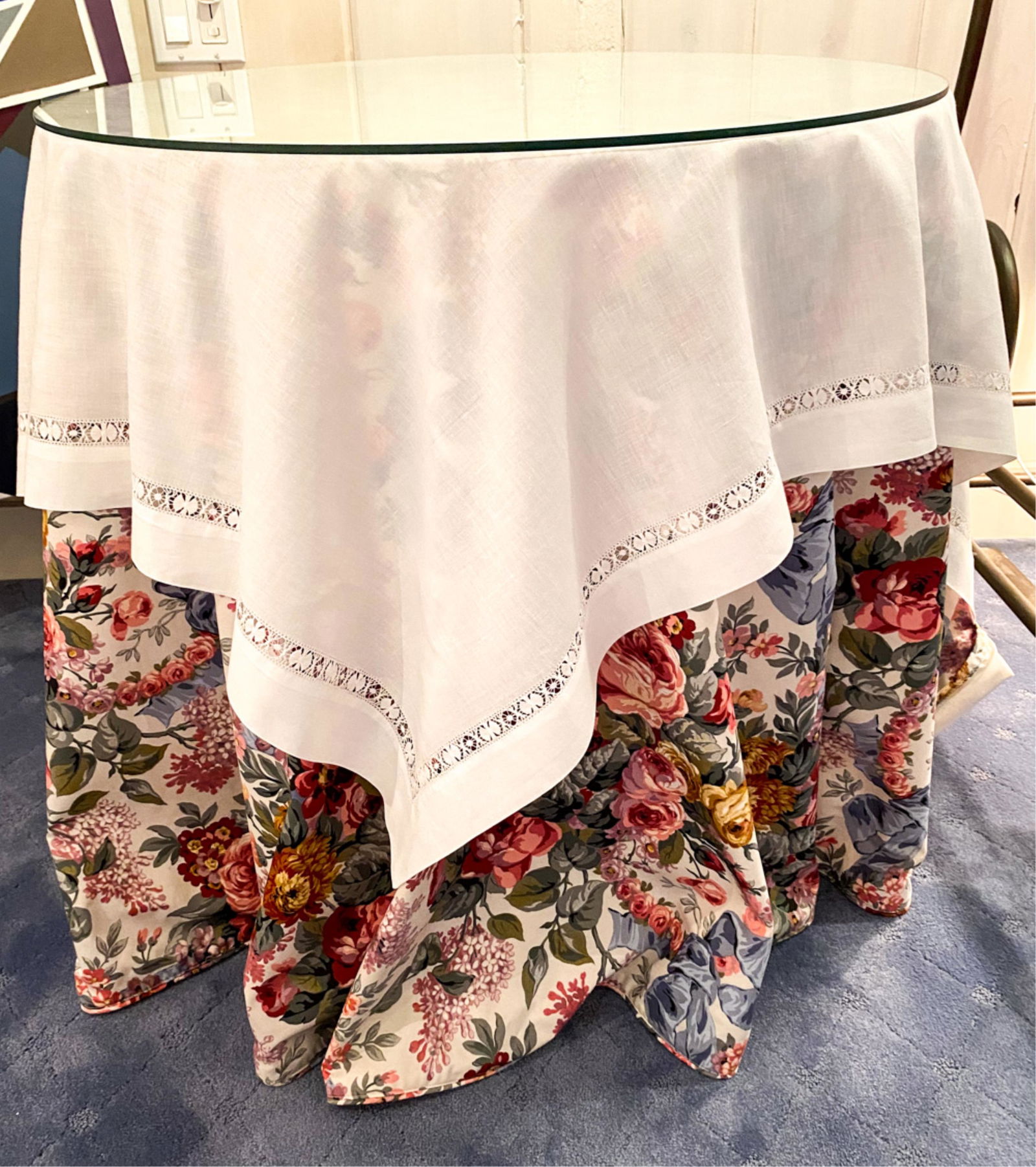 FABRIC COVERED ROUND TABLE (1 of 3)