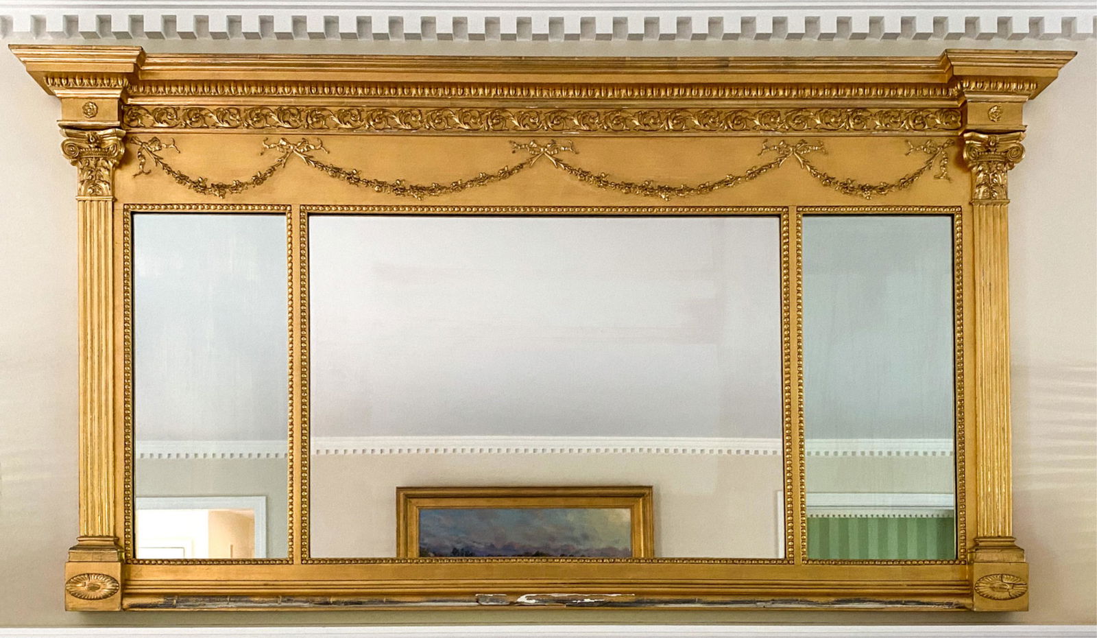 19TH C. GOLD GILT OVER MANTEL MIRROR (1 of 10)