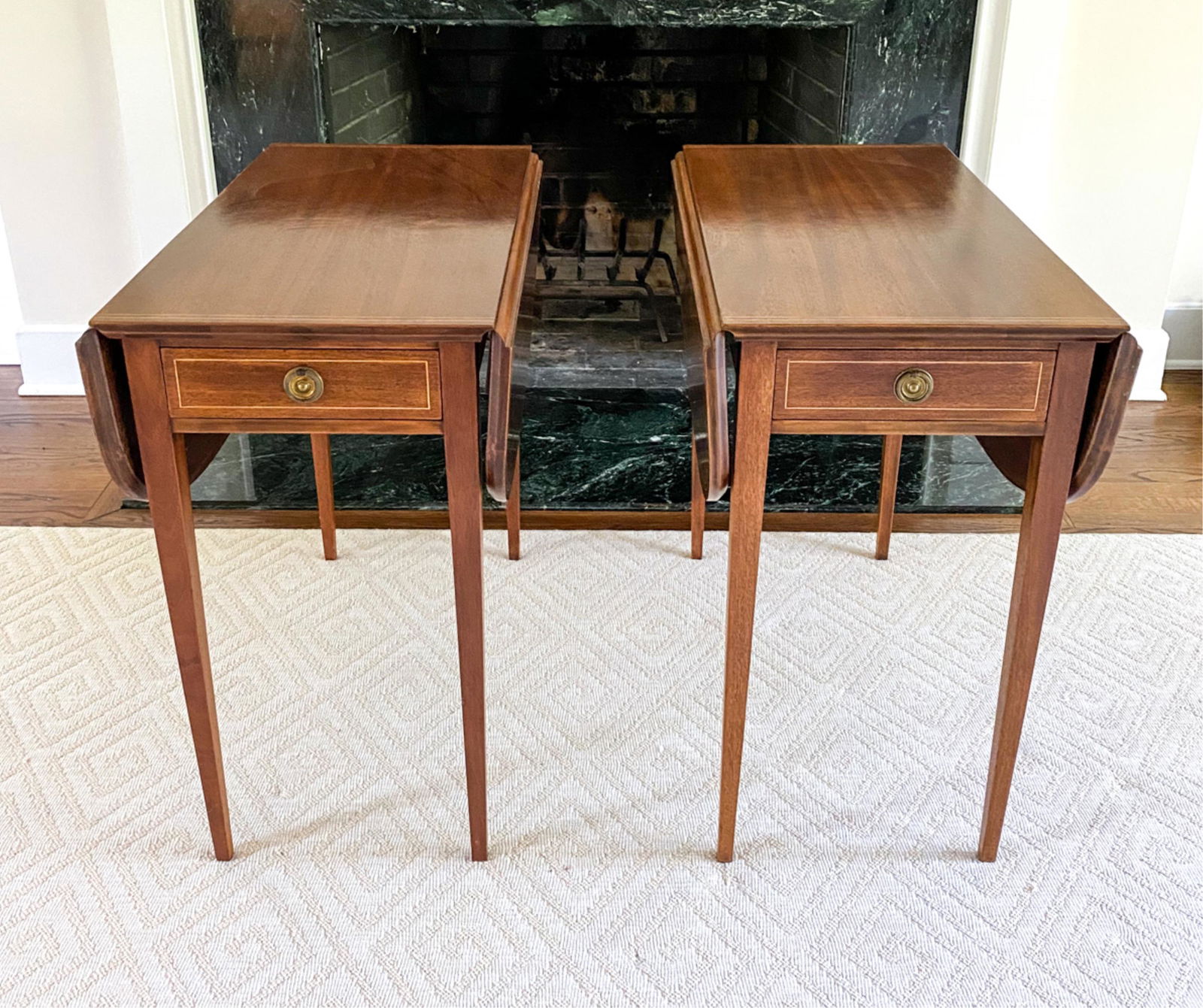 PAIR OF PEMBROKE STYLE MAHOGANY END TABLES (1 of 11)