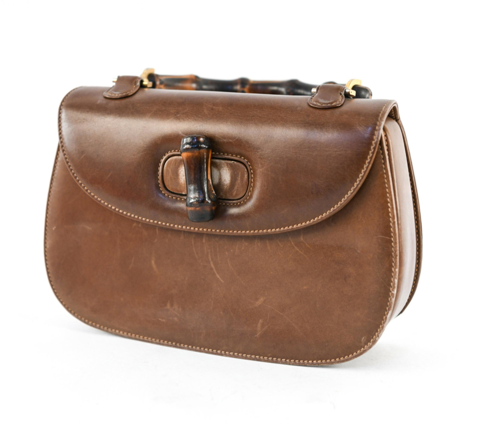 GUCCI LEATHER & FAUX BAMBOO HANDBAG (1 of 7)