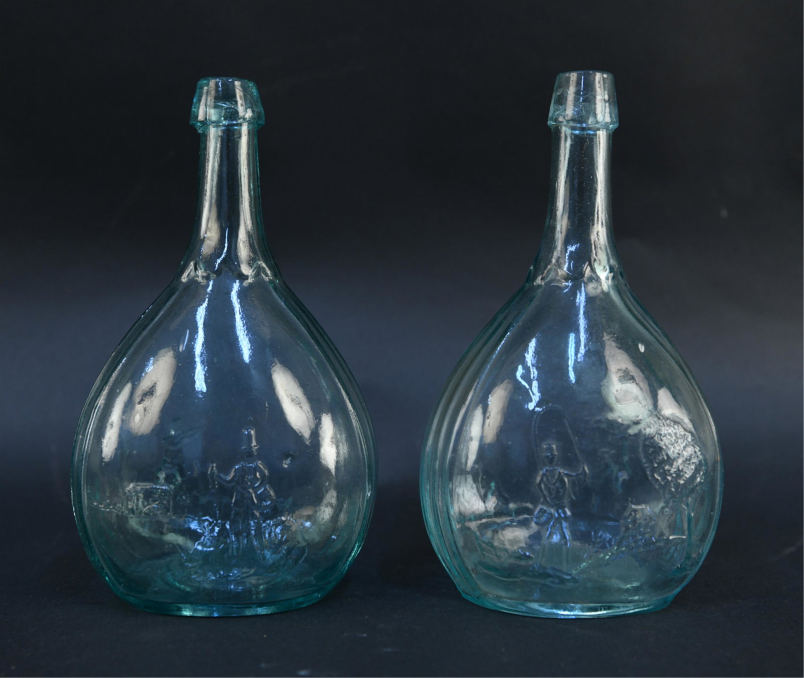 (2) ANTIQUE GLASS BOTTLES WITH HUNTING SCENES (1 of 10)
