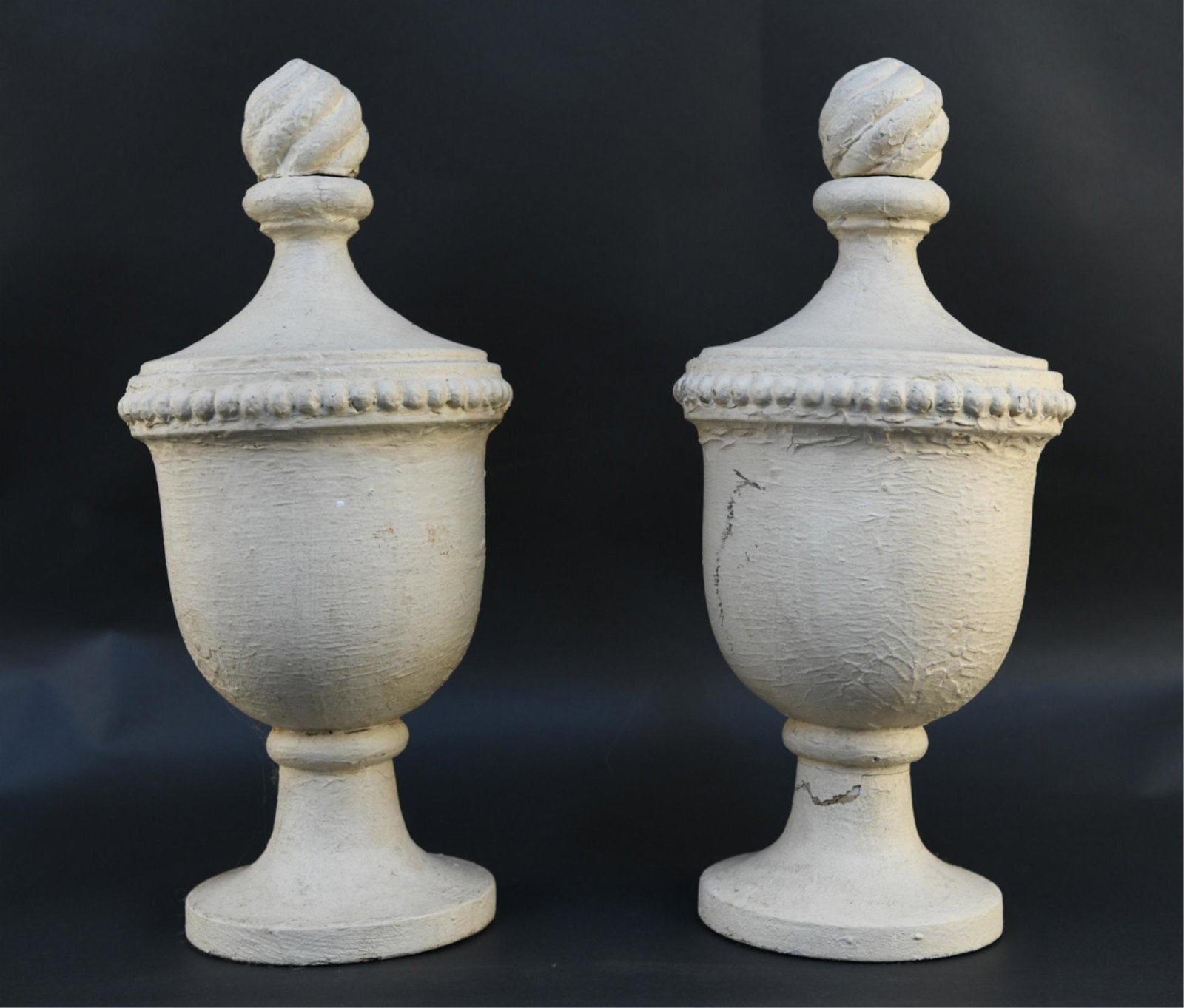 (2) PAINTED WOODEN FAUX LIDDED URNS (1 of 11)