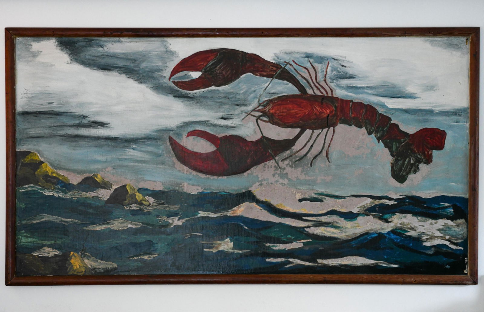 C. 1969 LARGE PAINTING O/B OF FLYING LOBSTER (1 of 13)