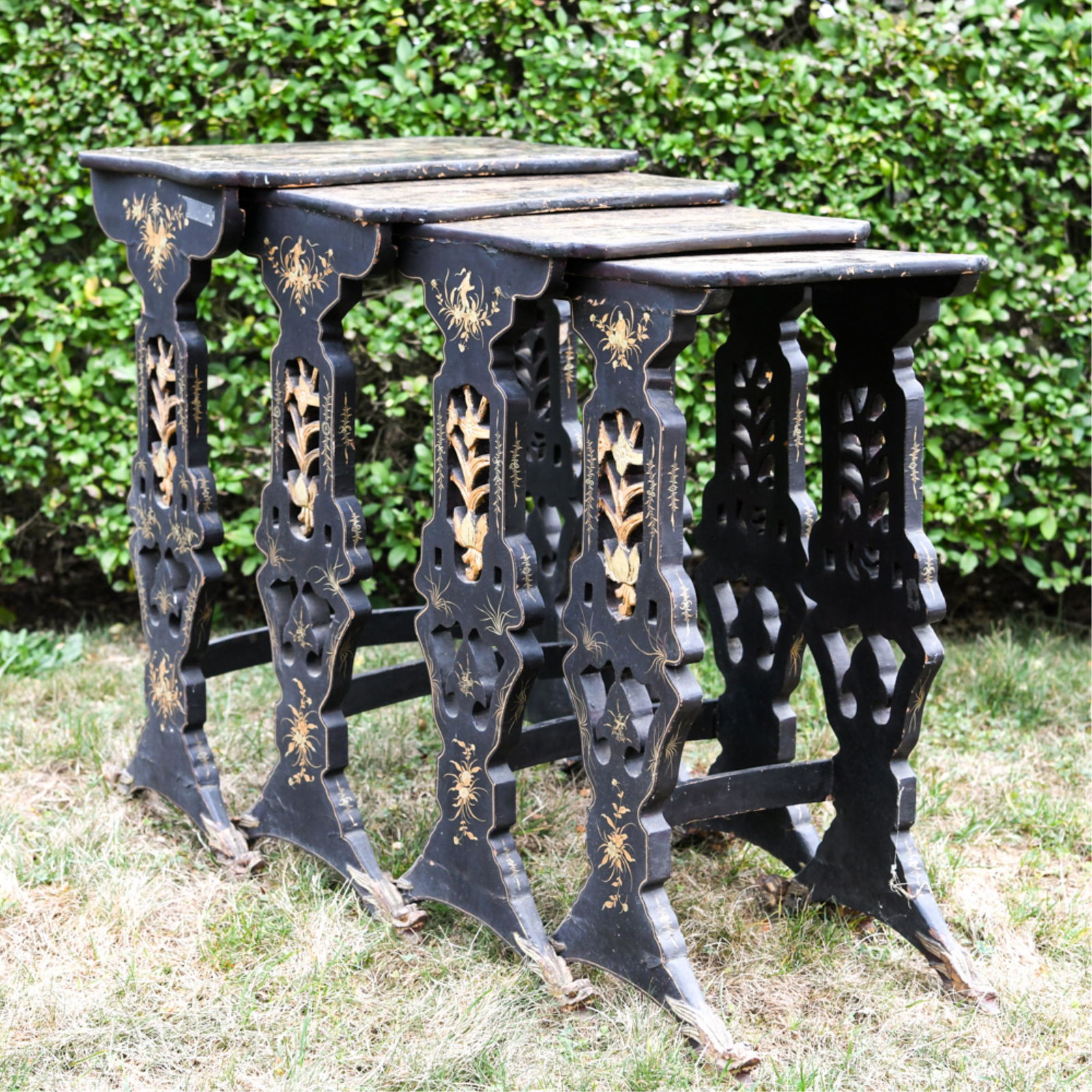 19TH C. CHINESE LACQUER NESTING TABLES (1 of 13)