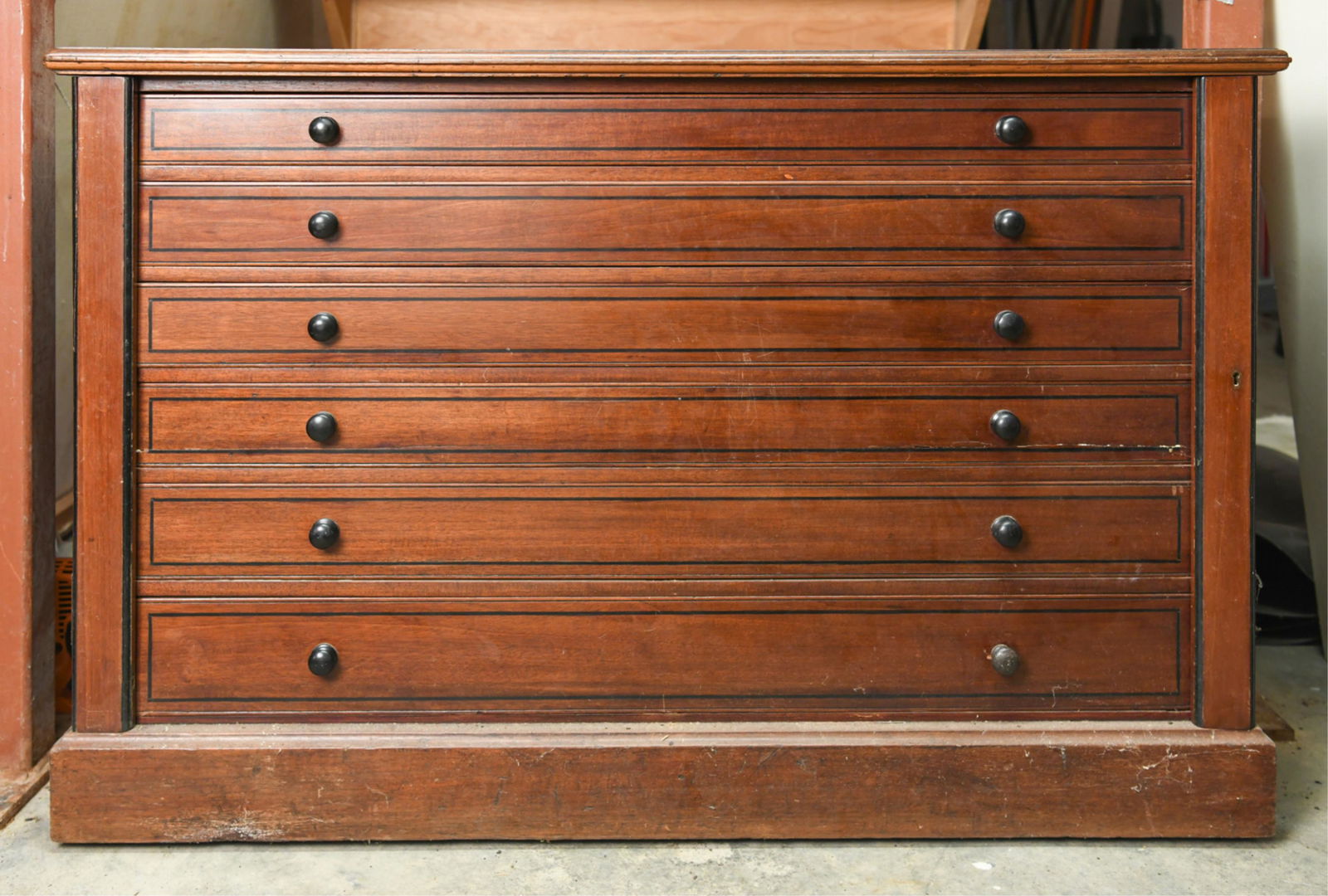 19TH C. MAHOGANY FLAT FILE CABINET (1 of 14)