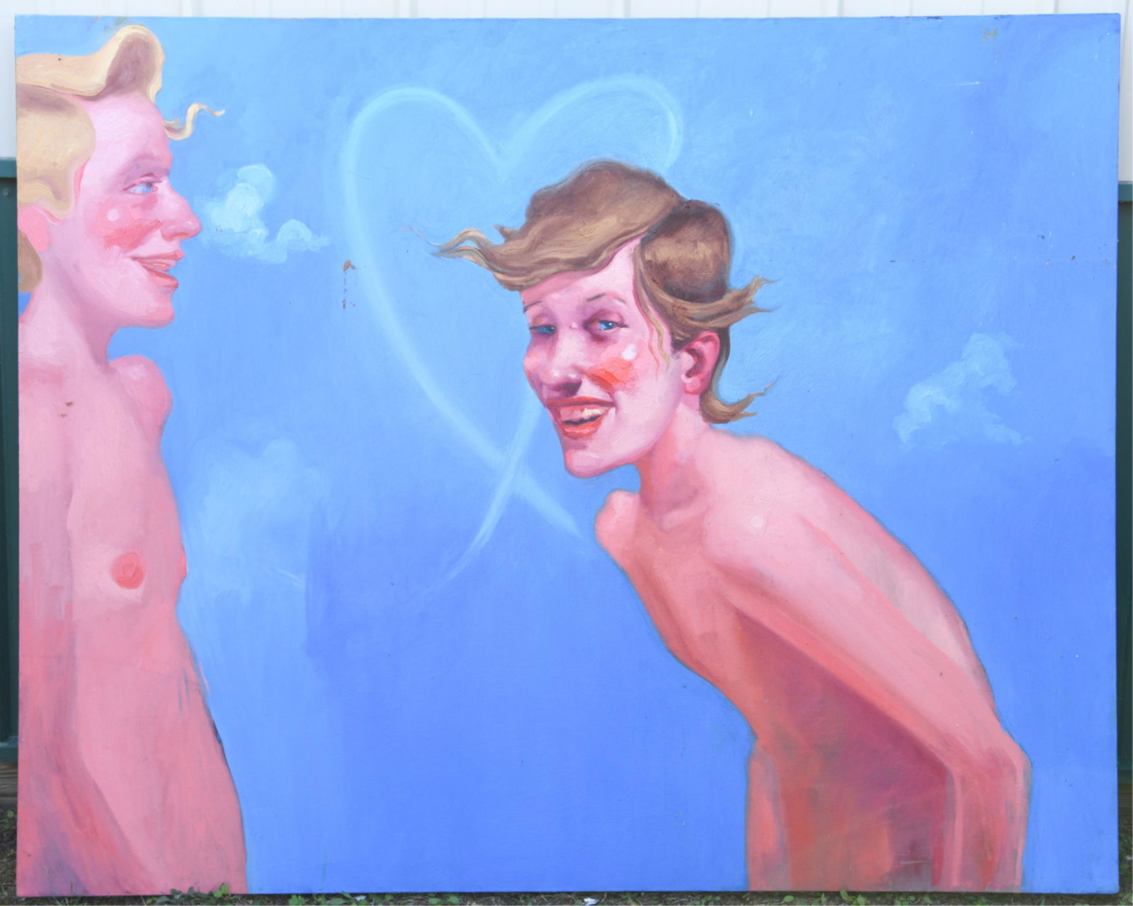 LARGE OIL ON BOARD BY TERRY POWERS: Unsigned, undated, canvas stretched around Masonite. Dimensions: H 48” x W 60” Condition: Some scrapes and rubs