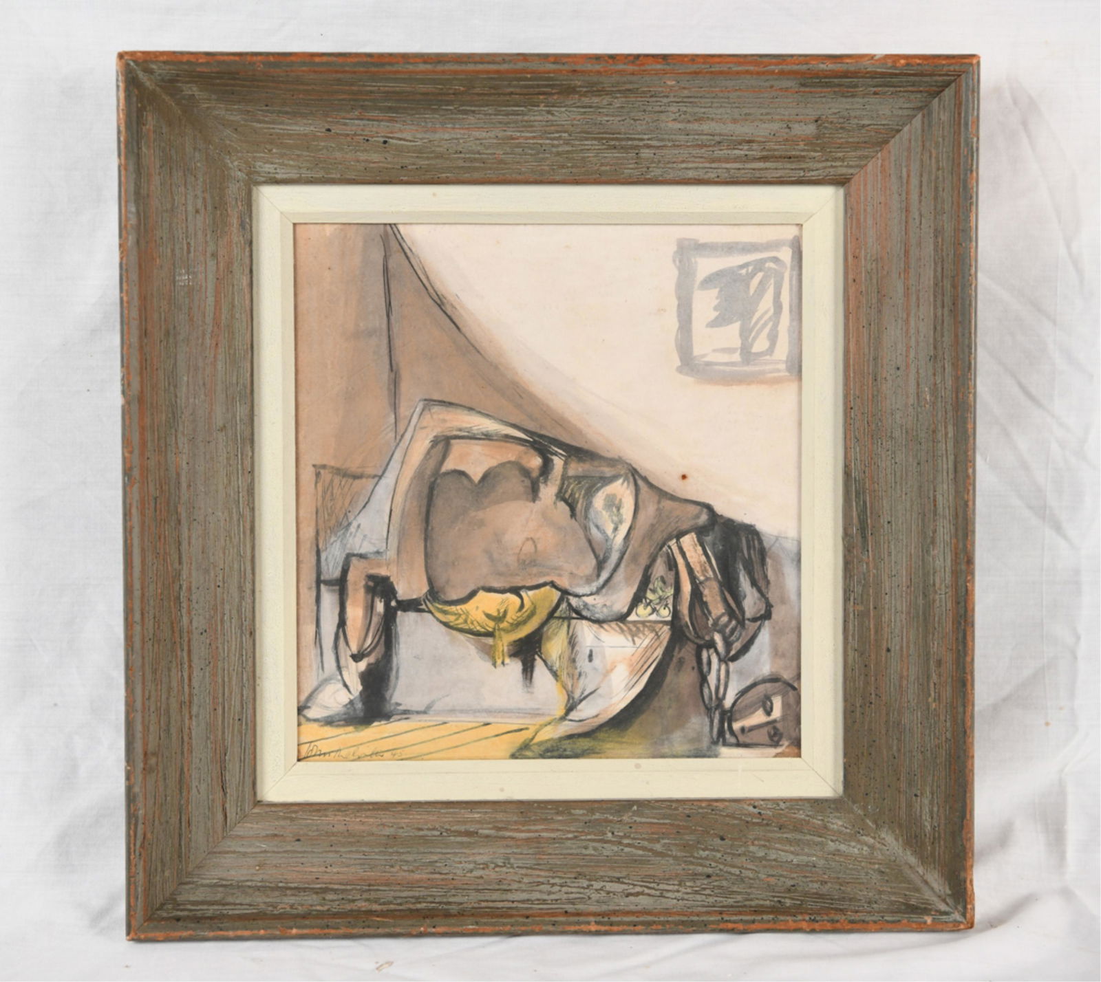 JOHN MELVILLE MODERNIST OIL ON CANVAS C. 1945 (1 of 7)