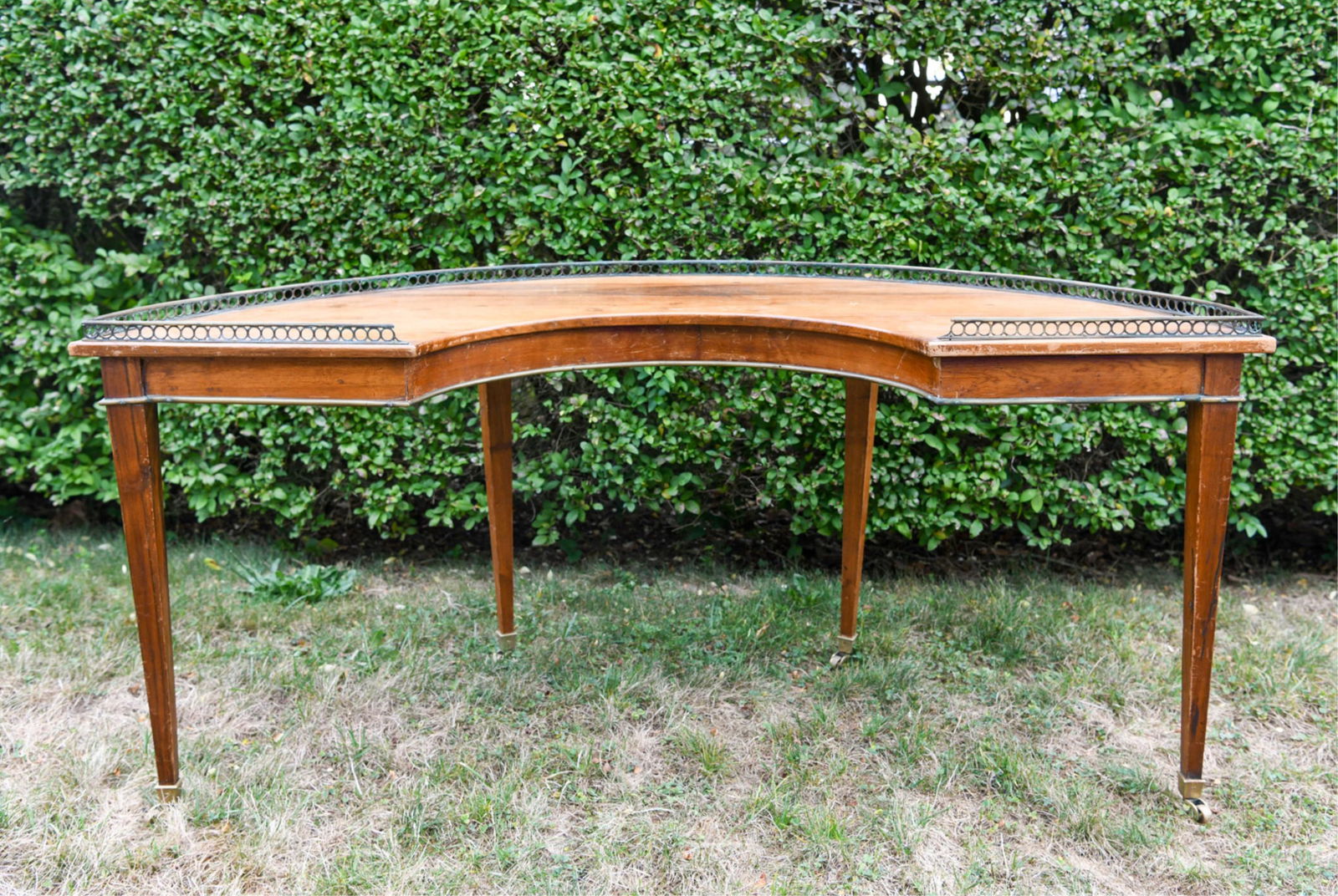 DEMILUNE CONSOLE TABLE / DESK W/ GALLERY (1 of 17)