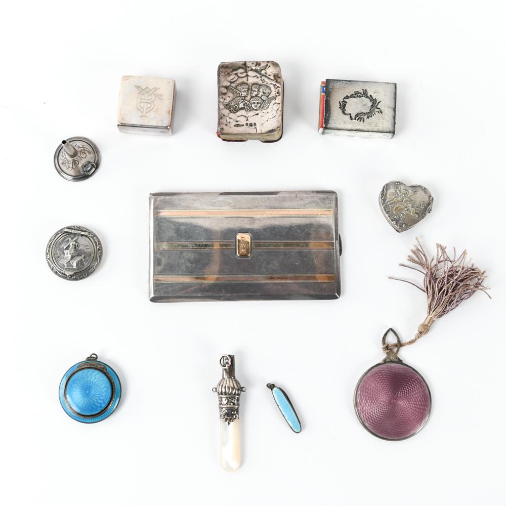 GROUPING OF ANTIQUE STERLING SILVER INCL GUILLOCHE (1 of 20)