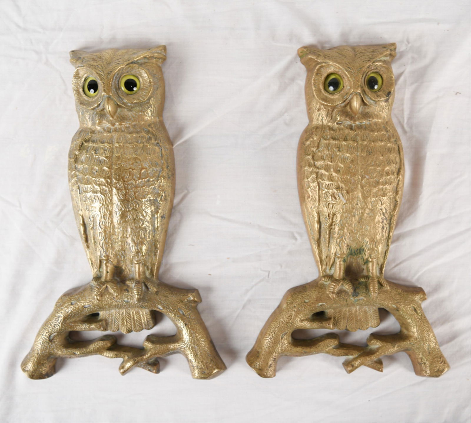 Vintage Brass Owl Andirons