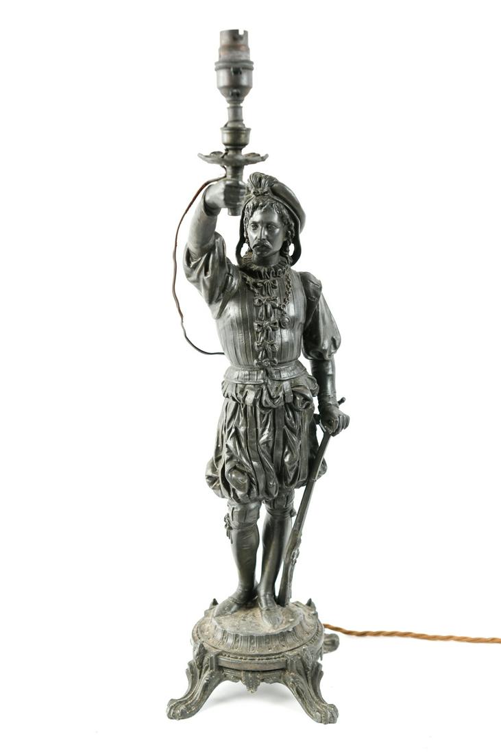 19TH C. FRENCH SMELTER FIGURATIVE LAMP (1 of 16)