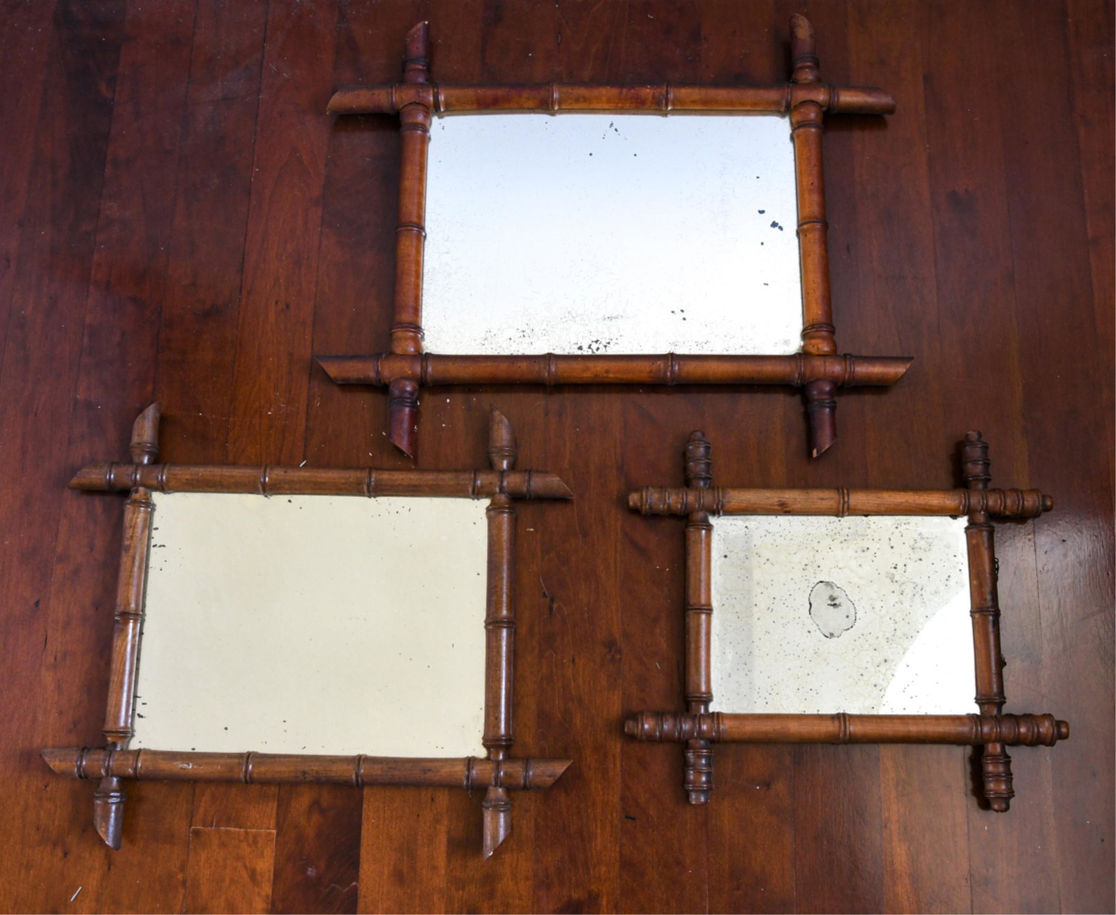 (3) 19TH C. FAUX BAMBOO FRAME MIRRORS (1 of 9)