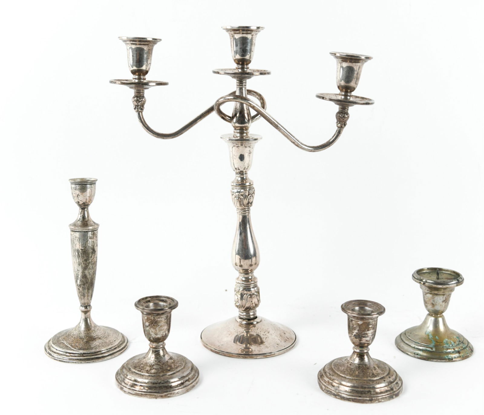 GROUPING OF WEIGHTED STERLING SILVER CANDLESTICKS (1 of 17)