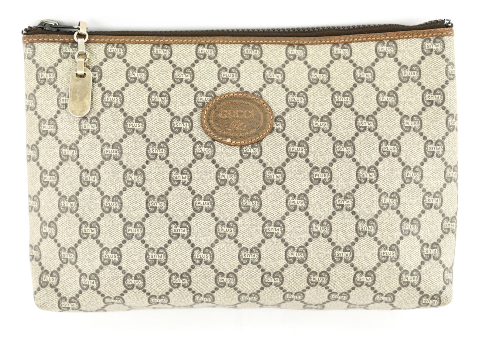 GUCCI COSMETIC POUCH: Brown/Beige Gucci Plus Supreme Coated Canvas. Dimensions: 27*17*7cm Production Code: N/A Condition Rating: AB Condition Table: (N) New, (AA) Nearly Perfect, (A) Excellent, (AB) Very good, (B) Good/Fai