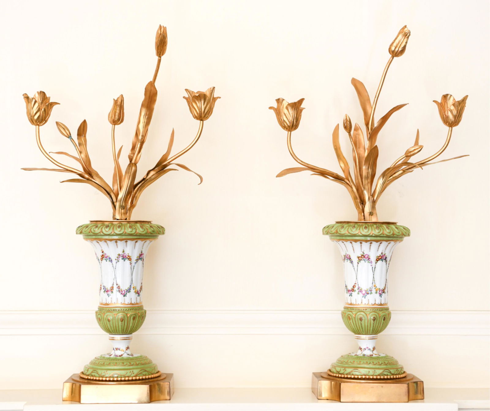 ANTIQUE FRENCH ORMOLU & PORCELAIN GARNITURE (1 of 10)