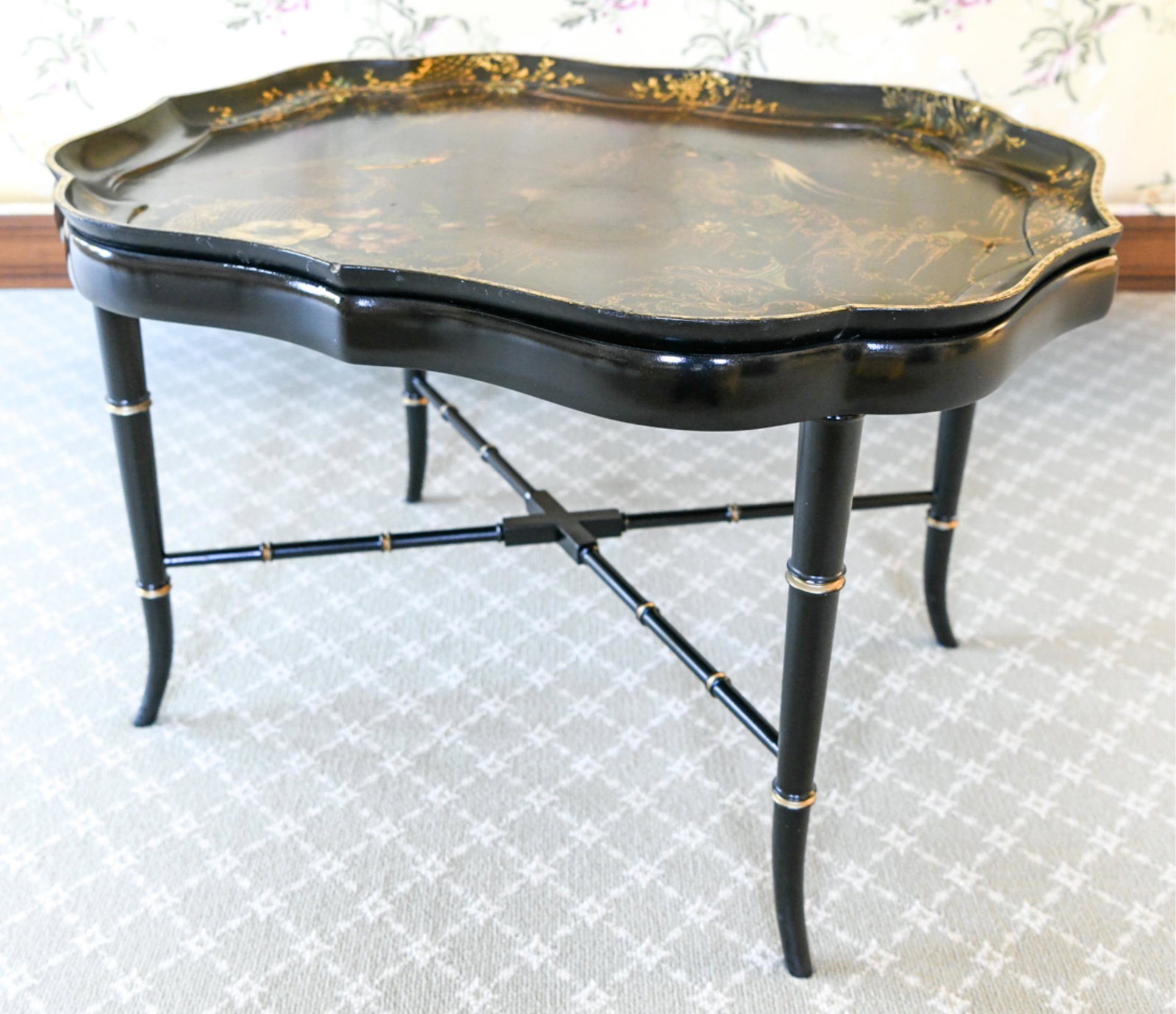 VINTAGE LACQUER PAINTED TRAY W/ FITTED BASE (1 of 13)