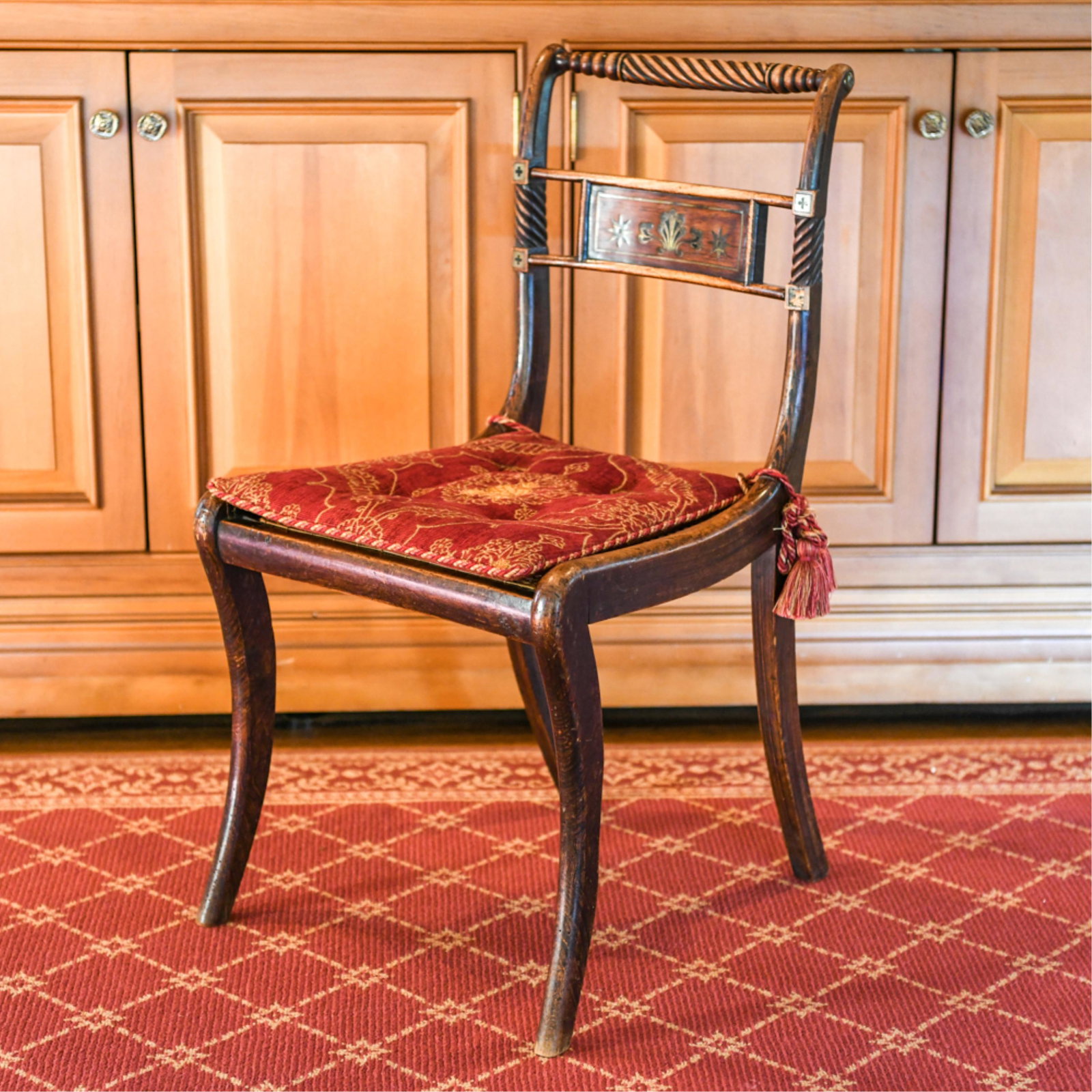 ANTIQUE CARVED ROPE DETAIL SIDE CHAIR (1 of 11)