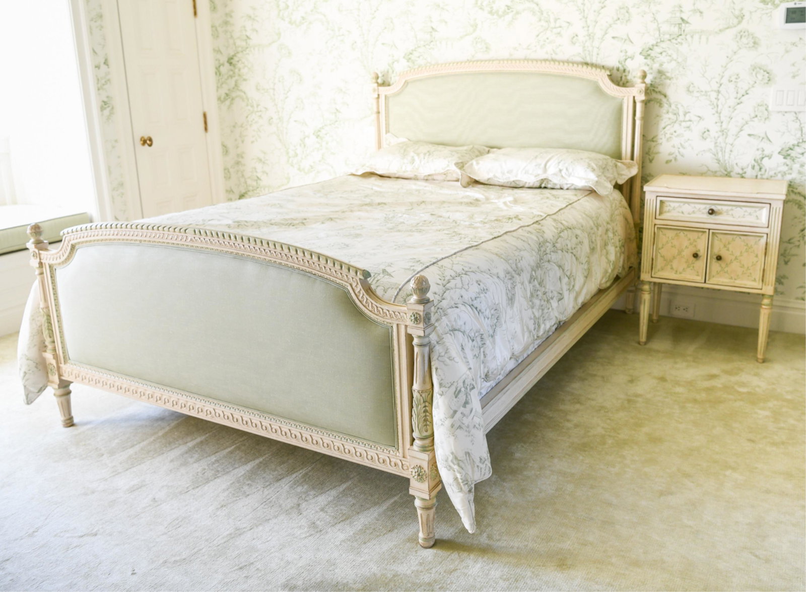 CONTEMPORARY FRENCH STYLE BED WITH NIGHTSTAND (1 of 11)