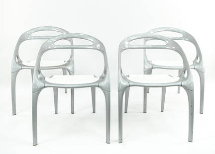 ROSS LOVEGROVE, BERNHARDT DESIGN MODERN GO CHAIRS: (4) chairs. Marked underneath. Dimensions: H 30.5" x L 23" x D 20" SH 17.5" Condition: Rubs and marks consistent with use.