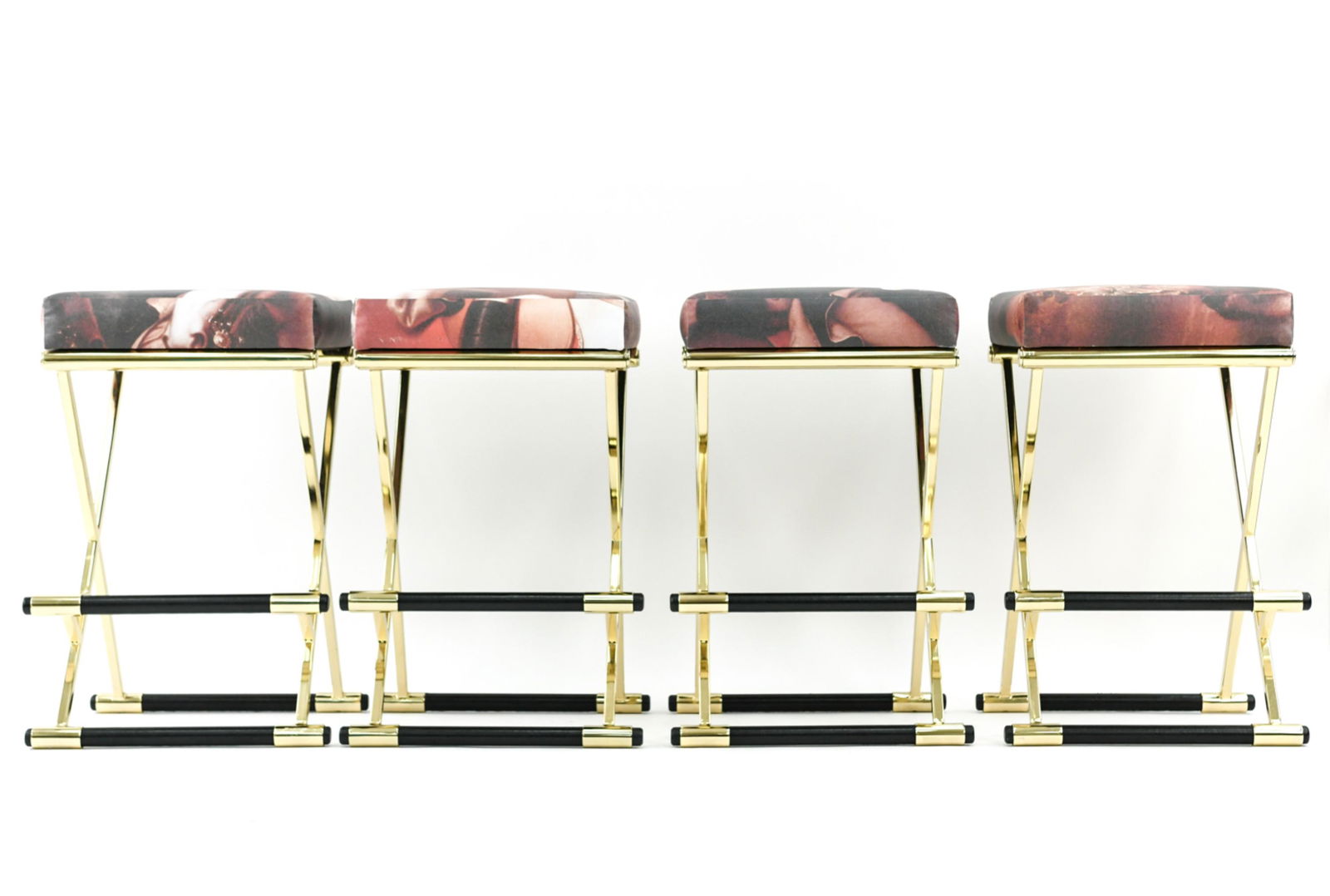(4) BRASS & EQUESTRIAN X BASE STOOLS (1 of 15)